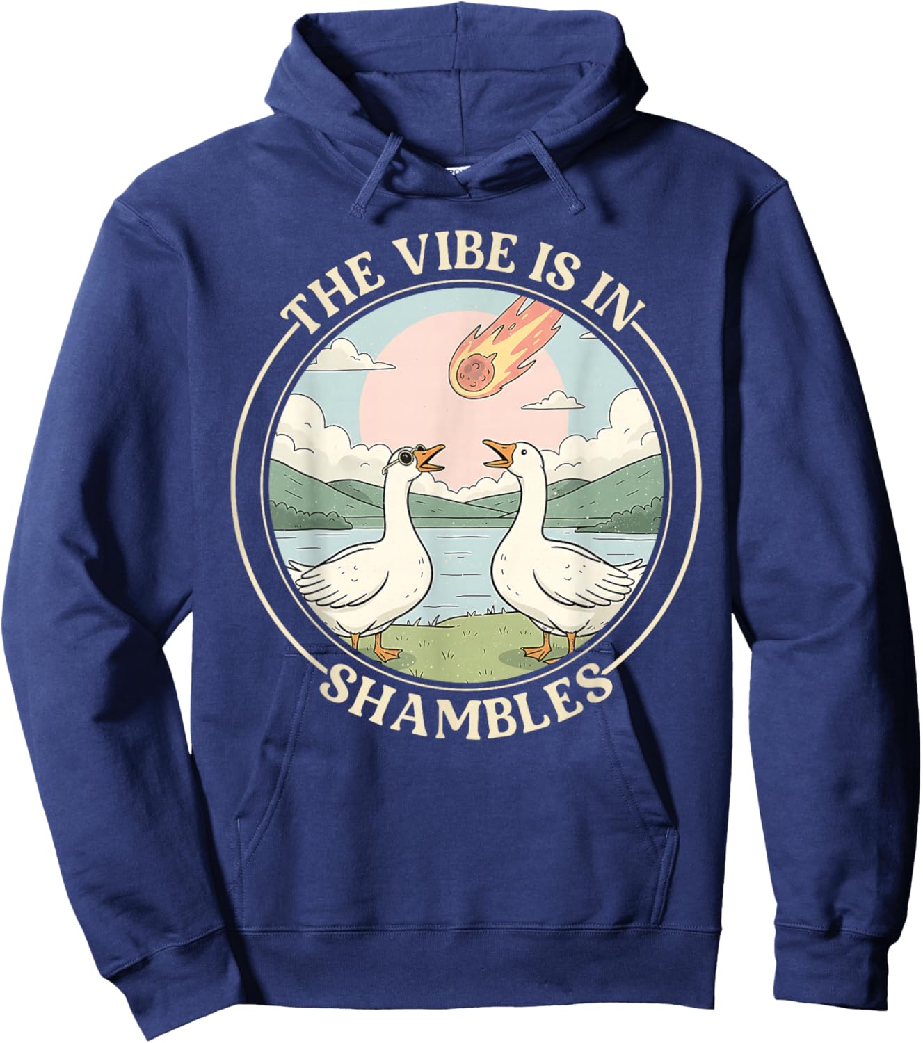 The Vibe is in Shambles Funny Sarcastic Silly Goose Summer Hoodie - Hoodie | Navy