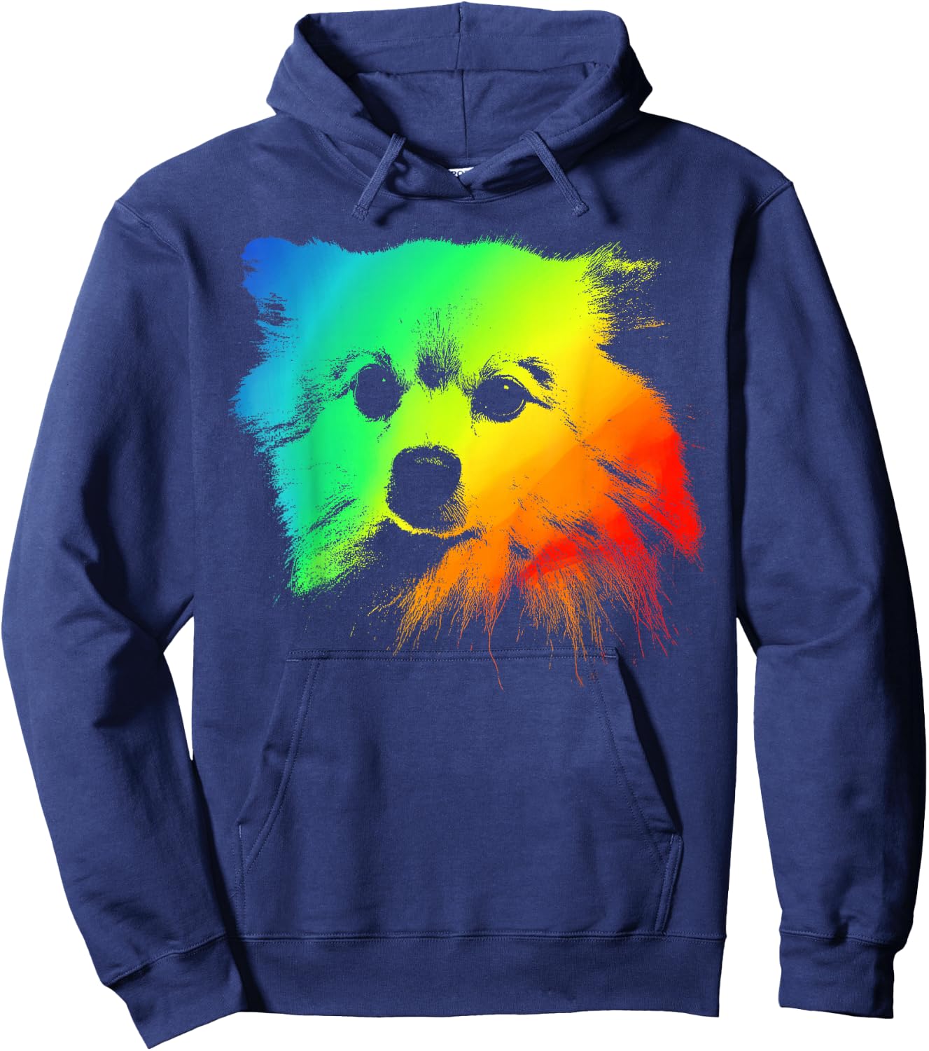 POM-CHI Colorful Rainbow Retro Hoodie - Hoodie | Navy