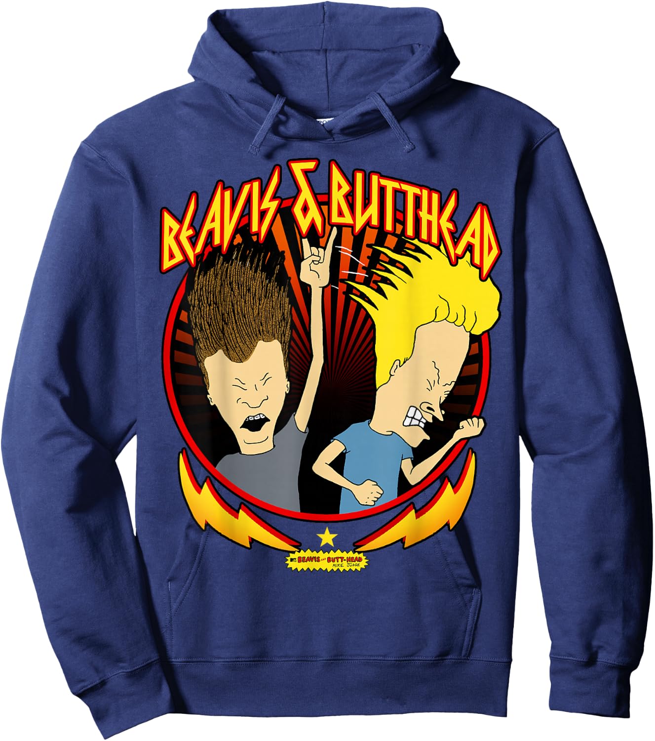 Beavis and Butt-Head Metal Colors Rock Out Graphic Hoodie - Hoodie | Navy