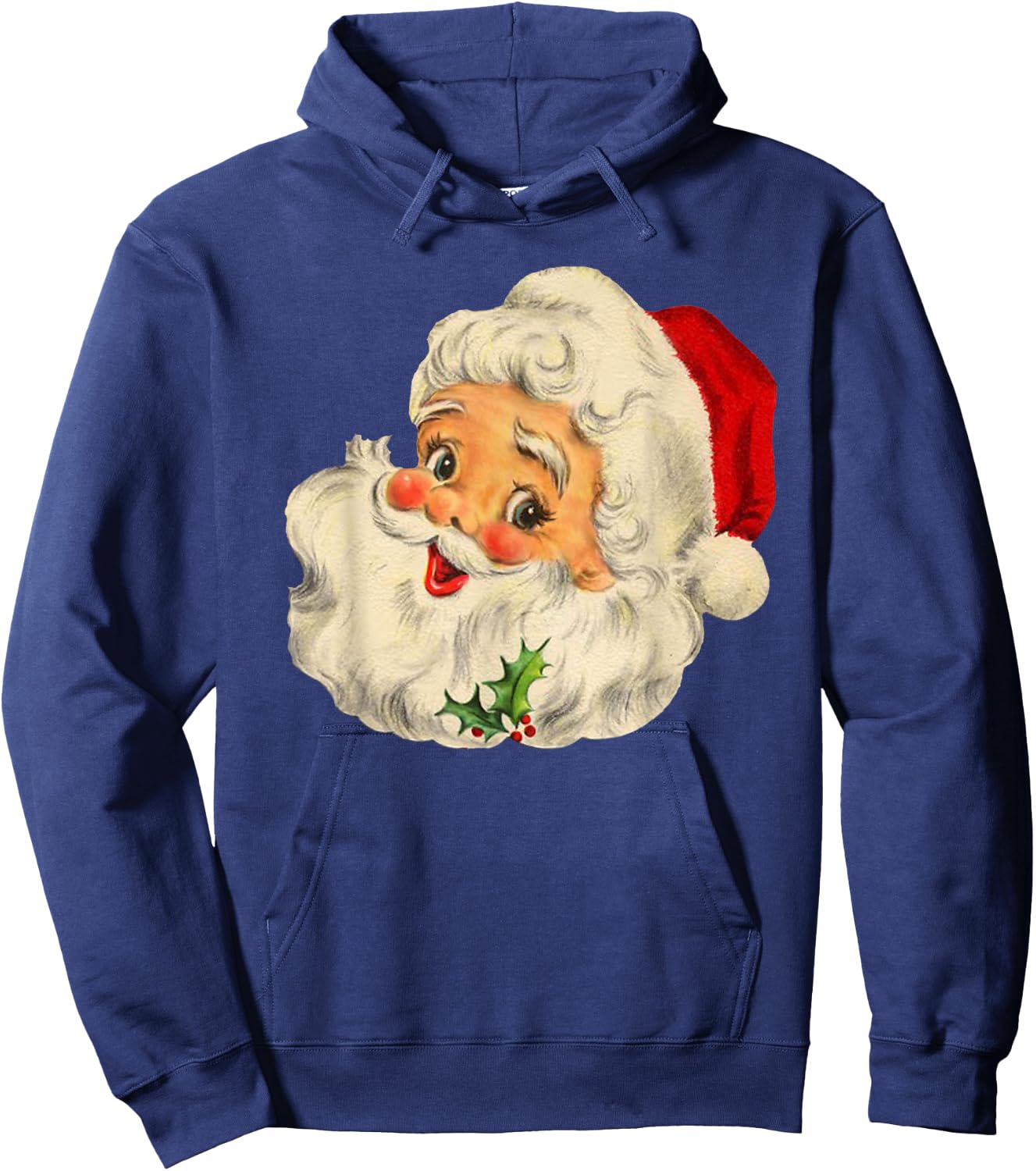 Cool Vintage Christmas Santa Claus Face Hoodie - Hoodie | Navy