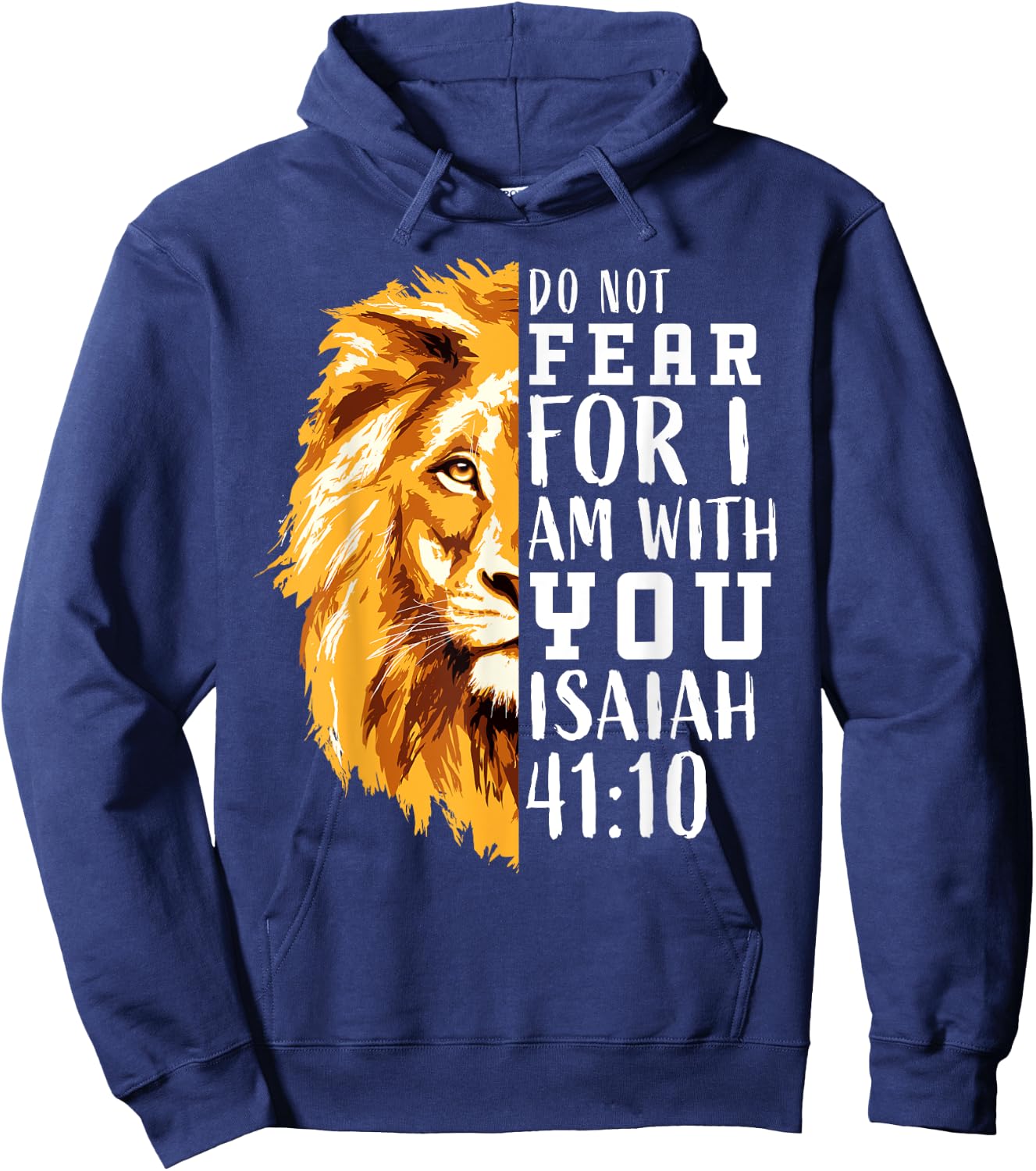 Christian Religious Bible Verse Sayings Lion Fear Scripture Hoodie - Hoodie | Navy
