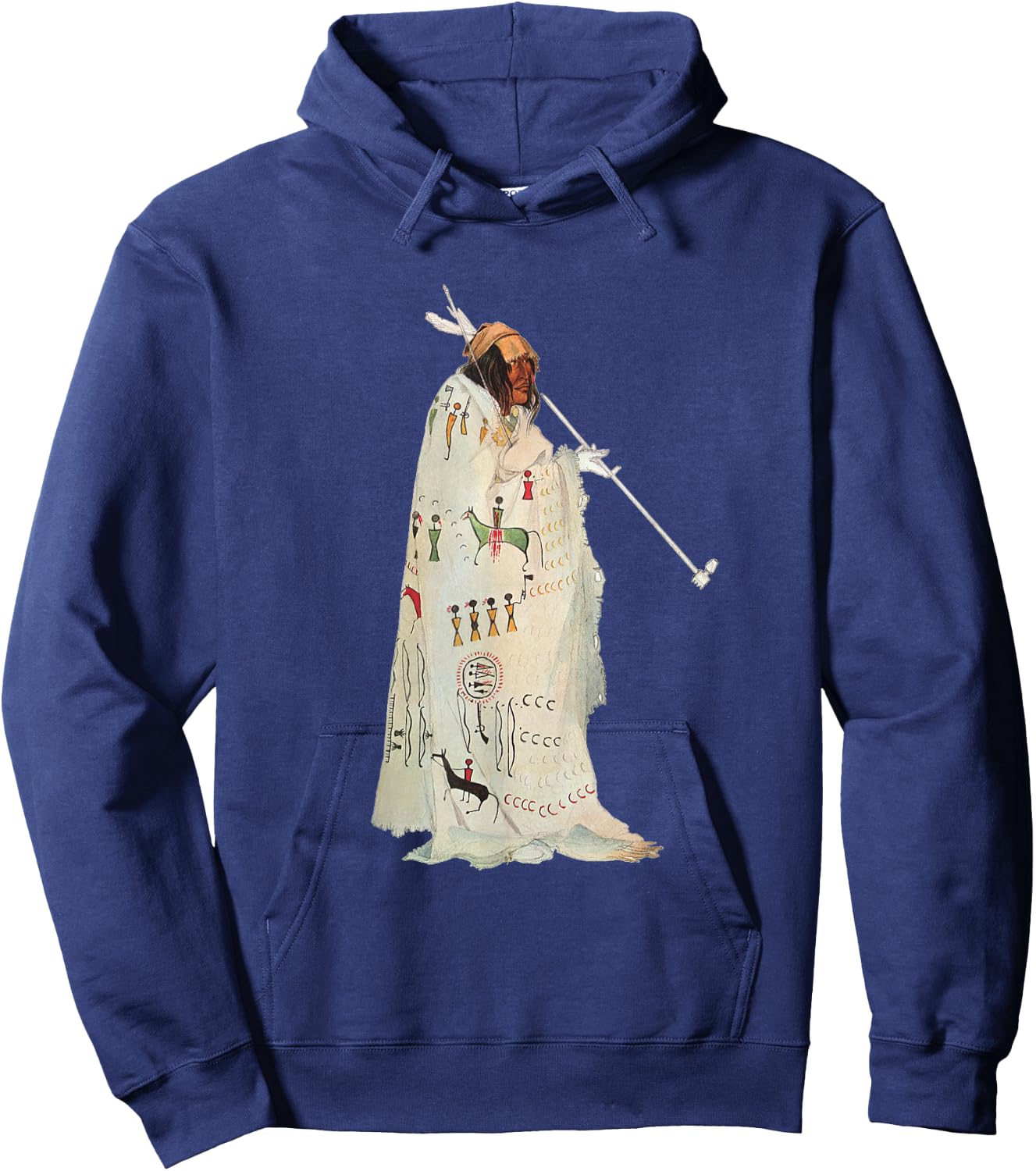 Native American Indian with Pipe by Karl Bodmer Hoodie - Hoodie | Navy