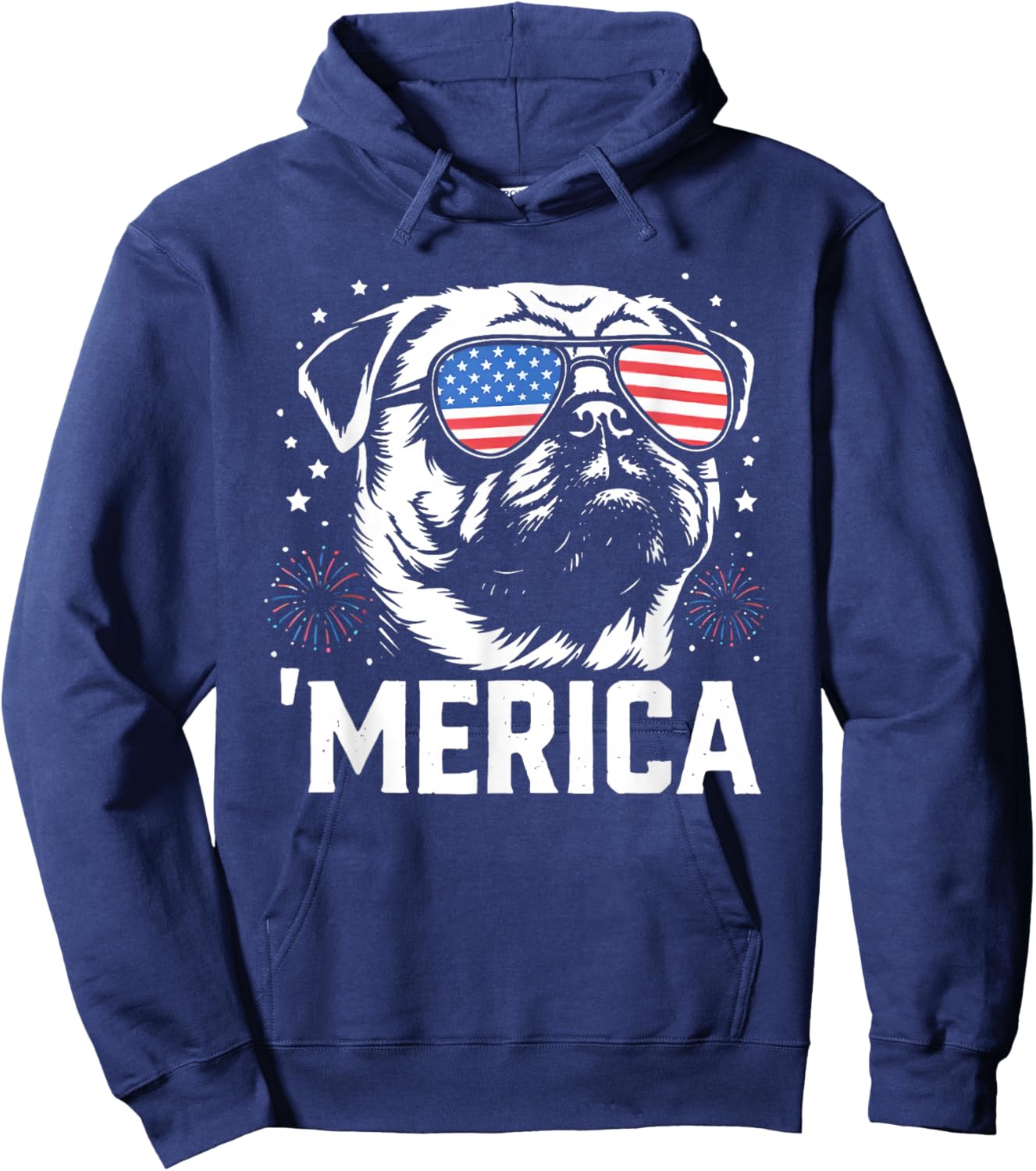 Merica Pug 4th of July Hoodie - Hoodie | Navy