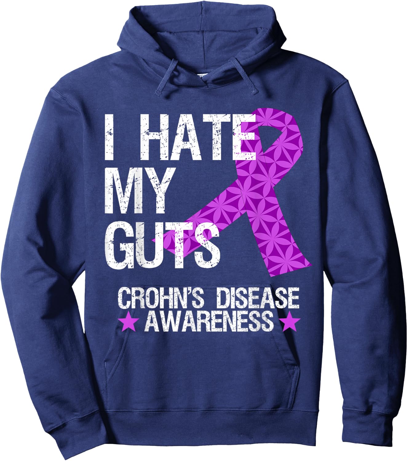 I Hate My Guts T Shirt Funny Crohns Disease Awareness Gift Hoodie - Hoodie | Navy