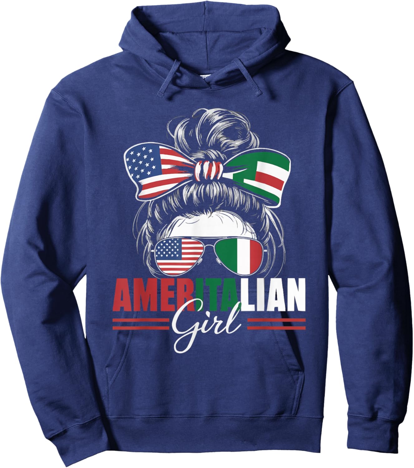 Half Italian Half American USA Flag Italy America Hoodie - Hoodie | Navy