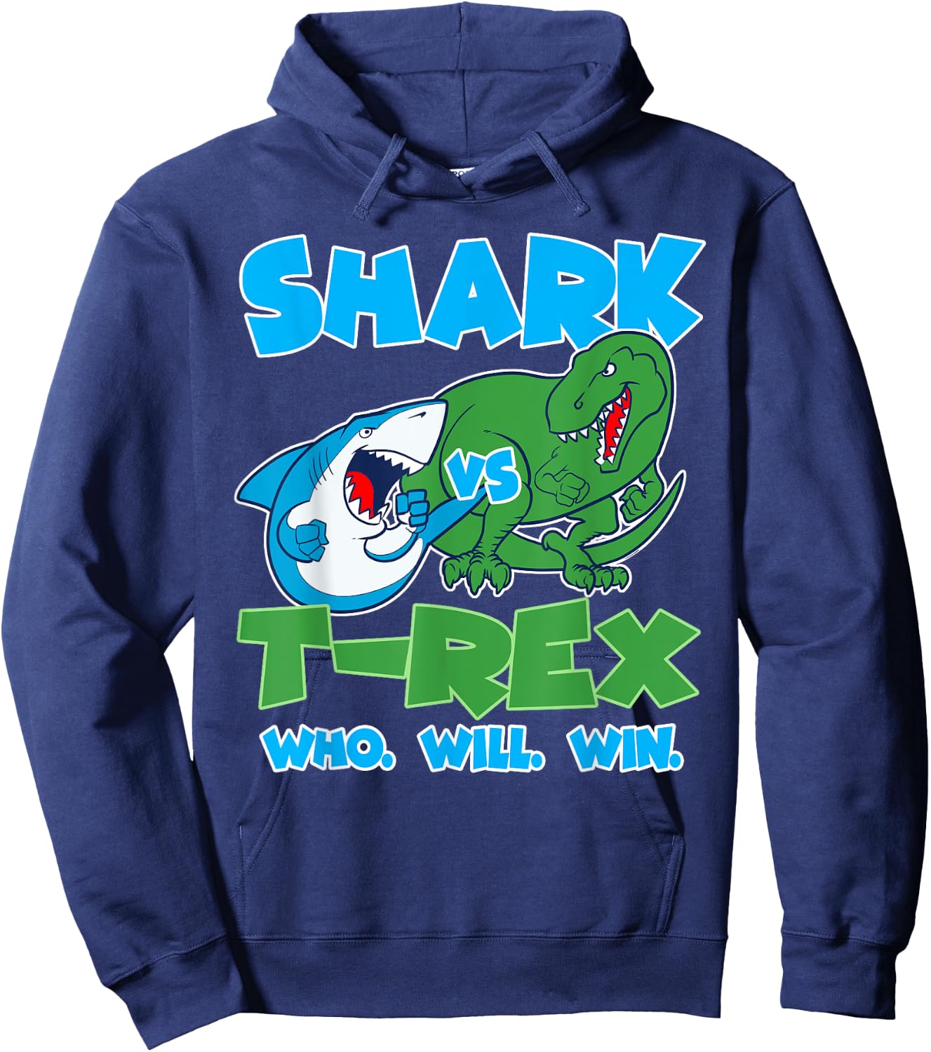 Funny Shark vs T-Rex Who Will Win great for kids Hoodie - Hoodie | Navy