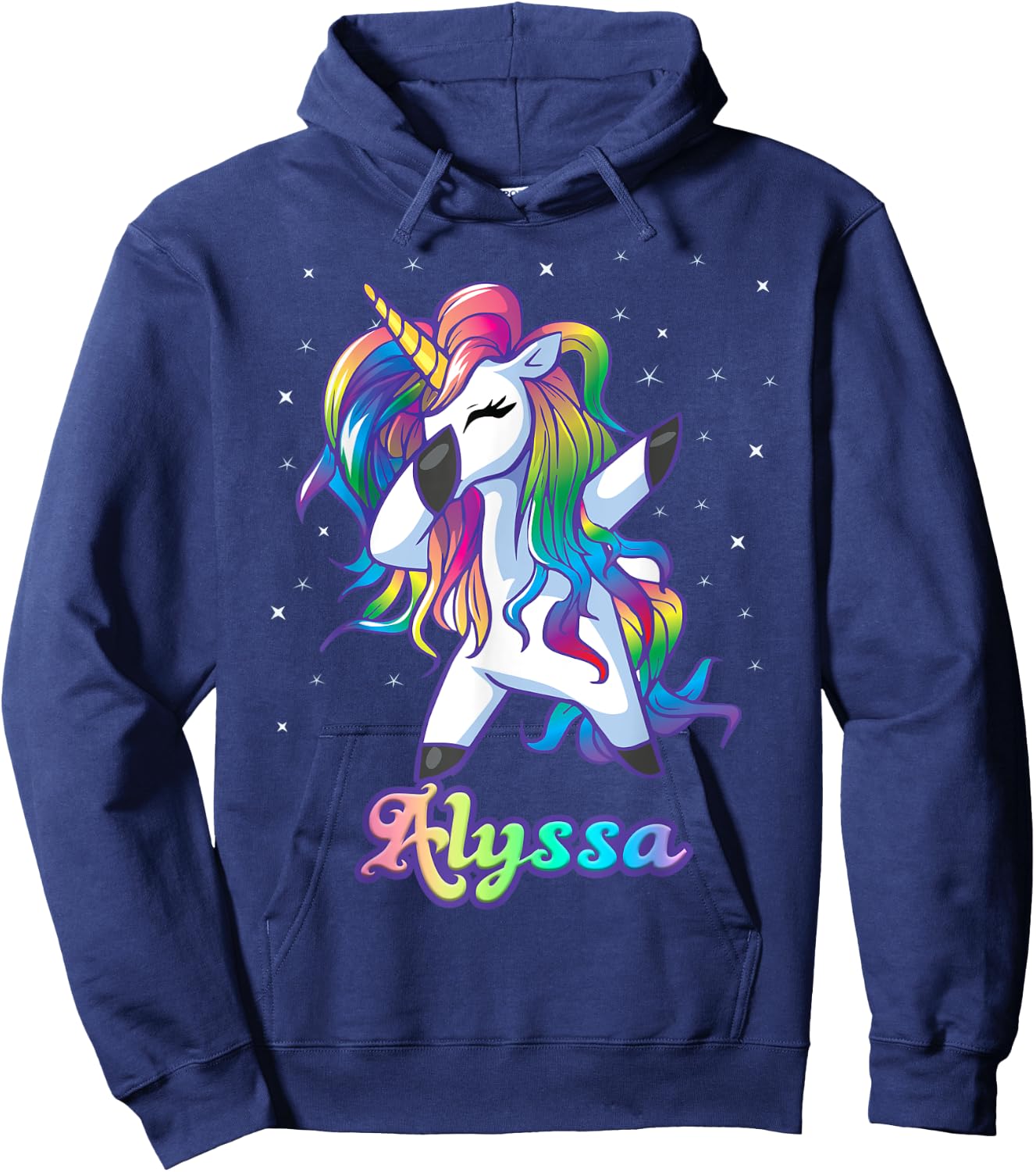 ALYSSA Name Personalized Custom Rainbow Unicorn Dabbing Hoodie - Hoodie | Navy