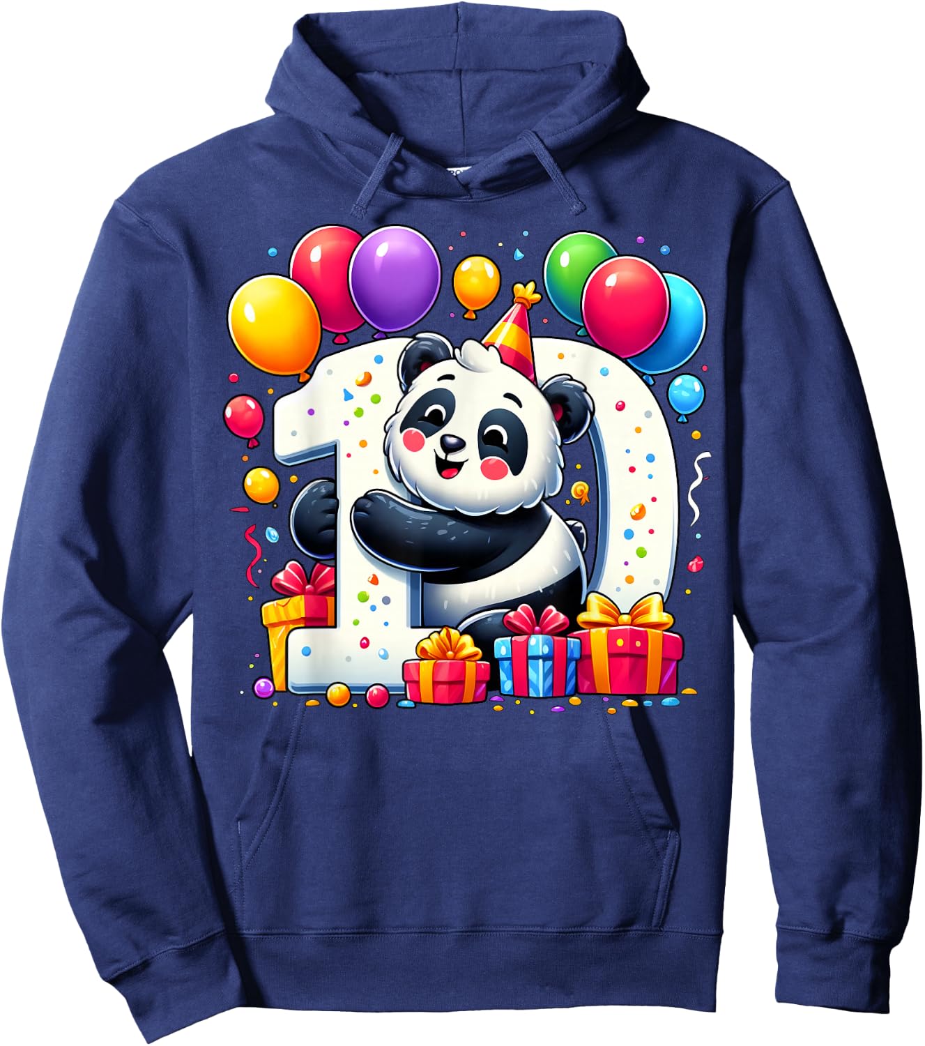 Panda 10th birthday boy girl 10 years old tenth ten Panda Hoodie - Hoodie | Navy