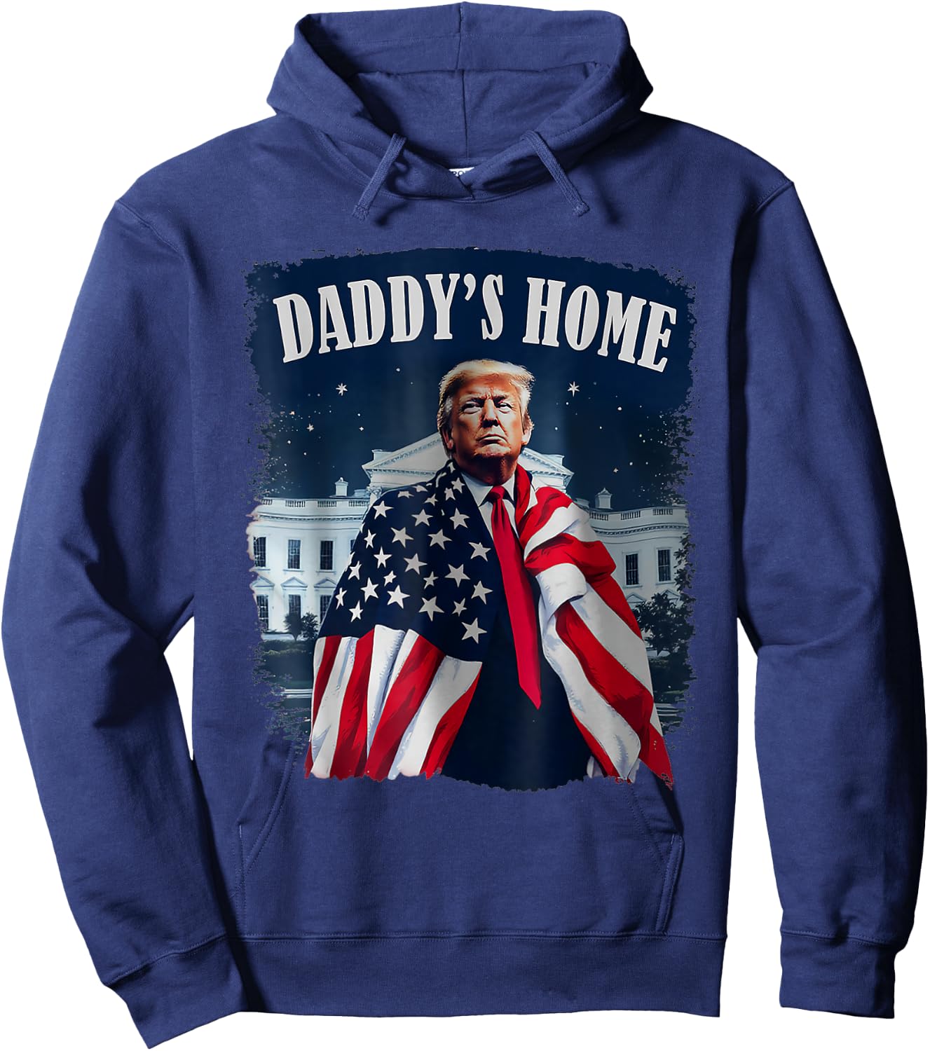 Retro Daddy's Home 2024 Trump Take America Back US Flag Hoodie - Hoodie | Navy