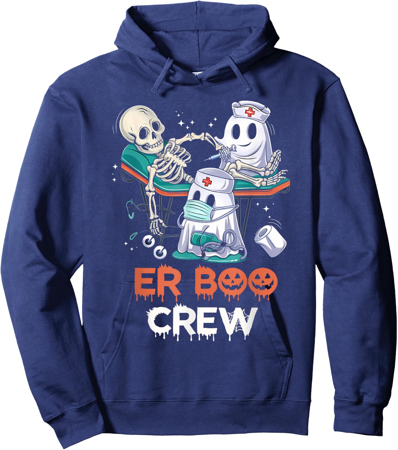 ER nurse shirt halloween ER boo crew Emergency Department Hoodie - Hoodie | Navy