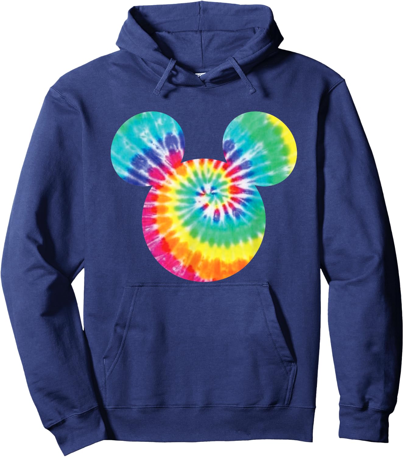 Disney Mickey Mouse Icon Rainbow Tie-Dye Short Sleeve Hoodie - Hoodie | Navy