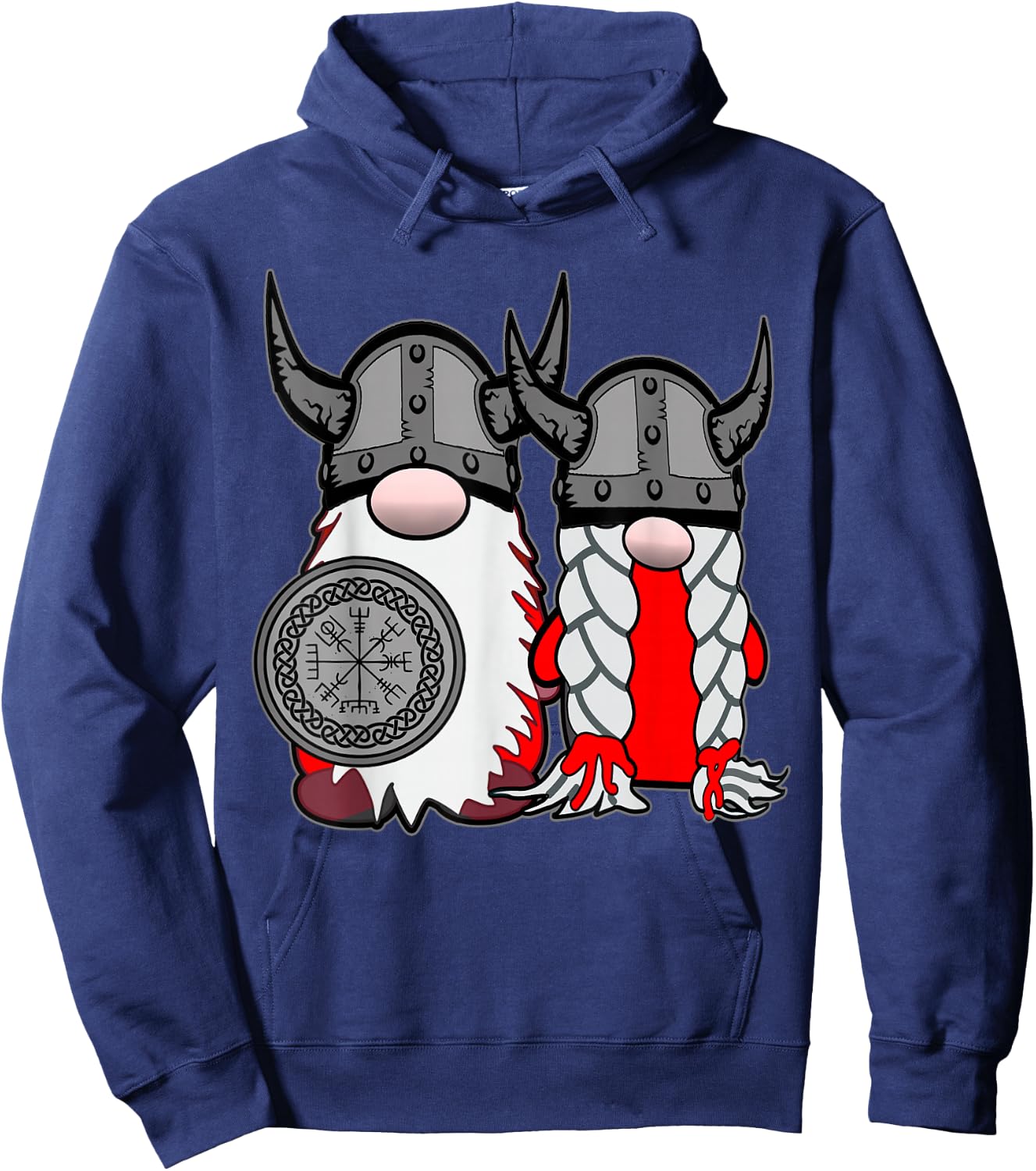 Cute Nordic Gnome Viking Tomte Couple Scandinavian Nisse Hoodie - Hoodie | Navy