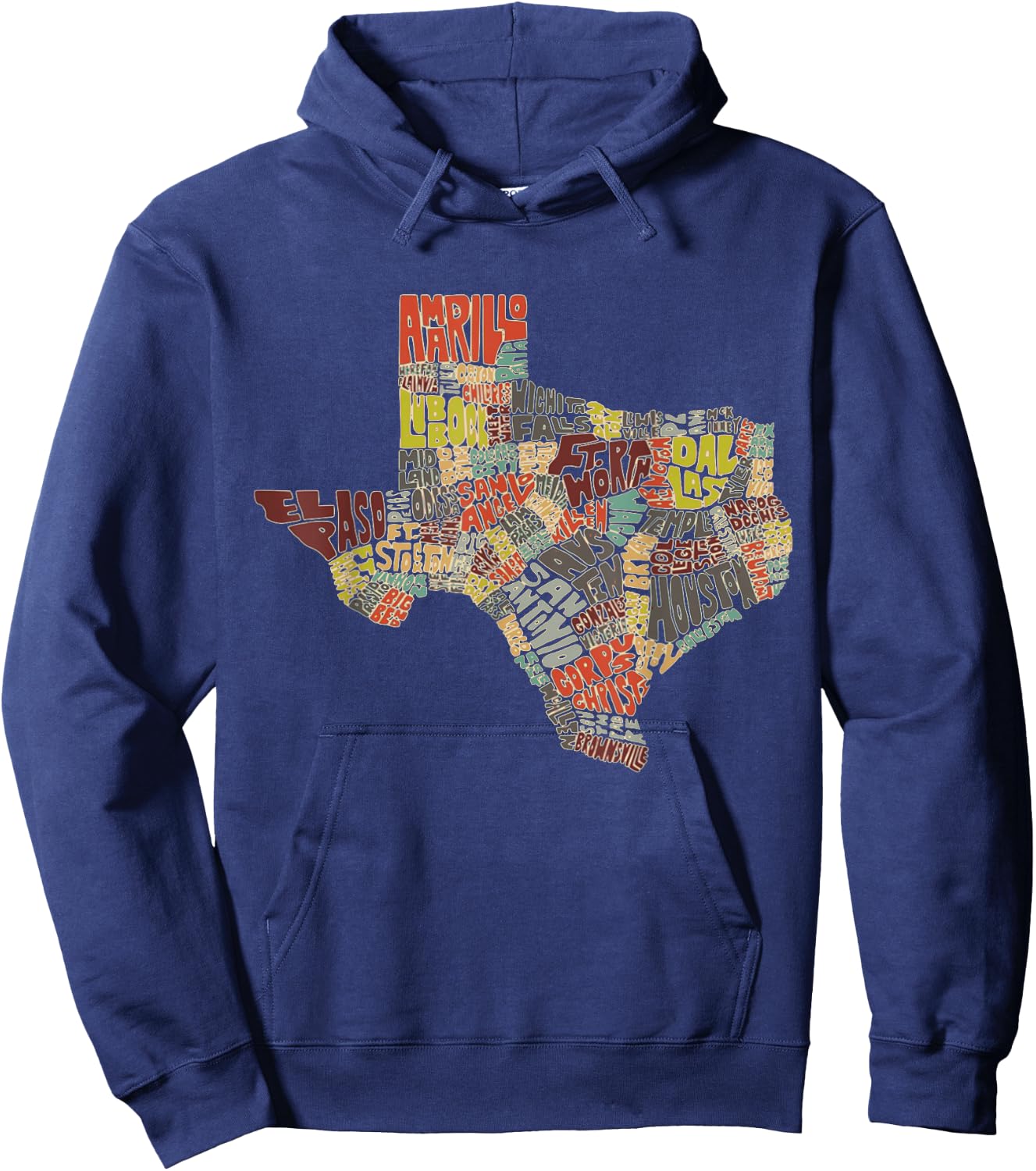 Collage of Texas States Artistic Texas Hoodie - Hoodie | Navy