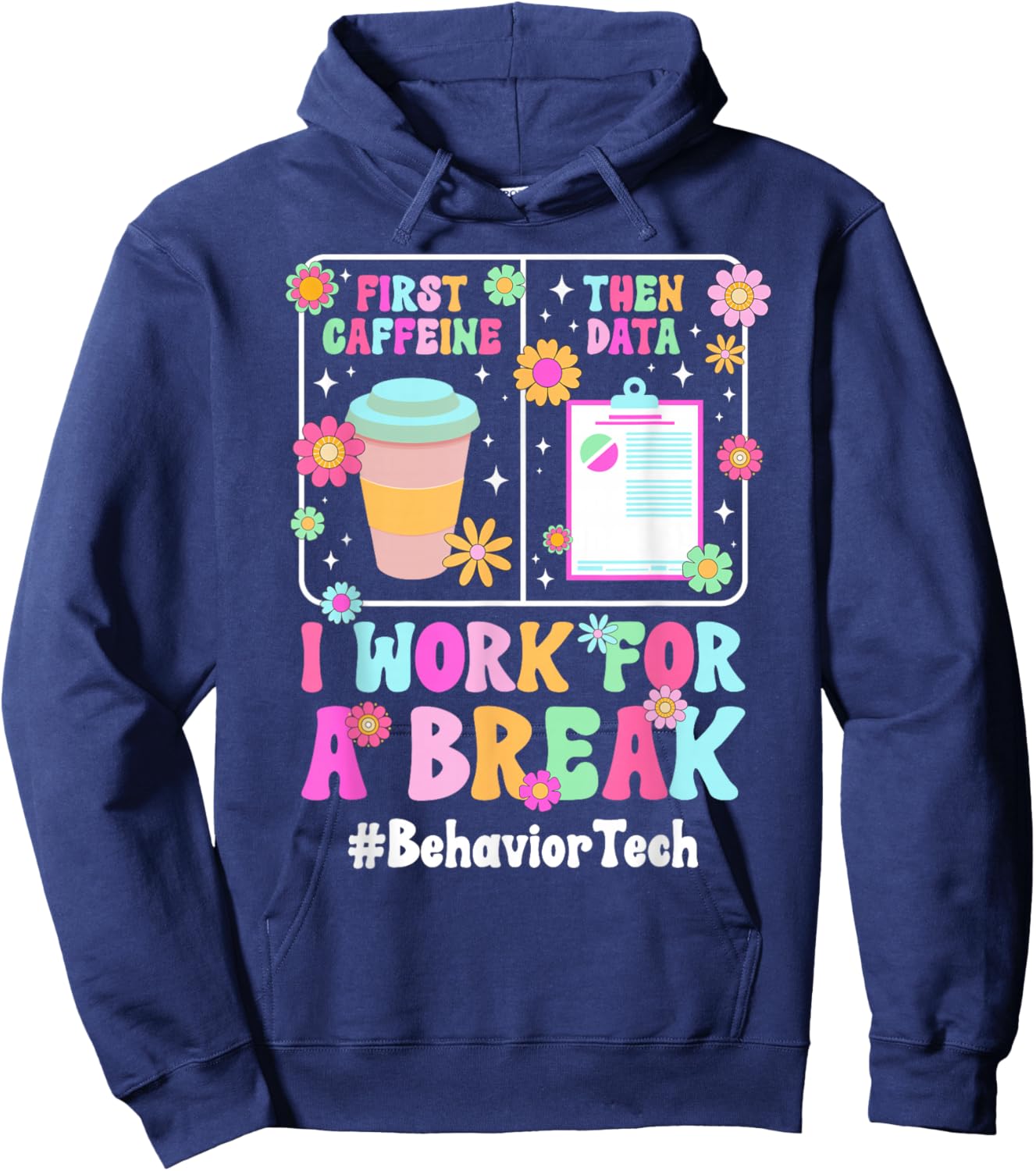Behavior Tech Groovy Behavior Technician Behavioral Tech Hoodie - Hoodie | Navy