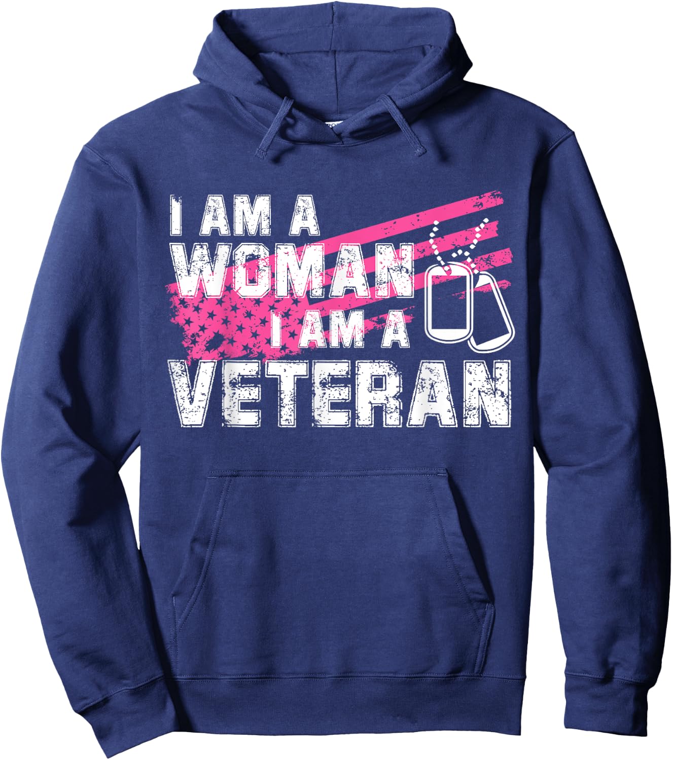 Veteran Female Pink USA Flag Veterans Day Memorial Military Hoodie - Hoodie | Navy