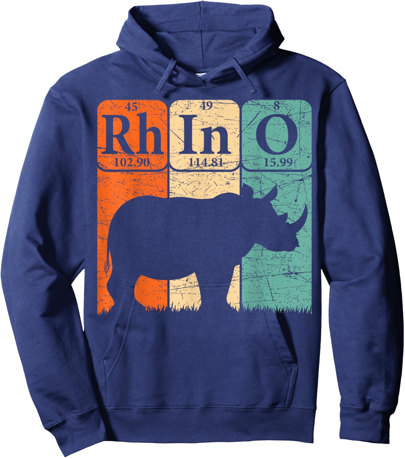 Rhino Periodic Table Elements Rhino Lover Rhinoceros Retro Hoodie - Hoodie | Navy