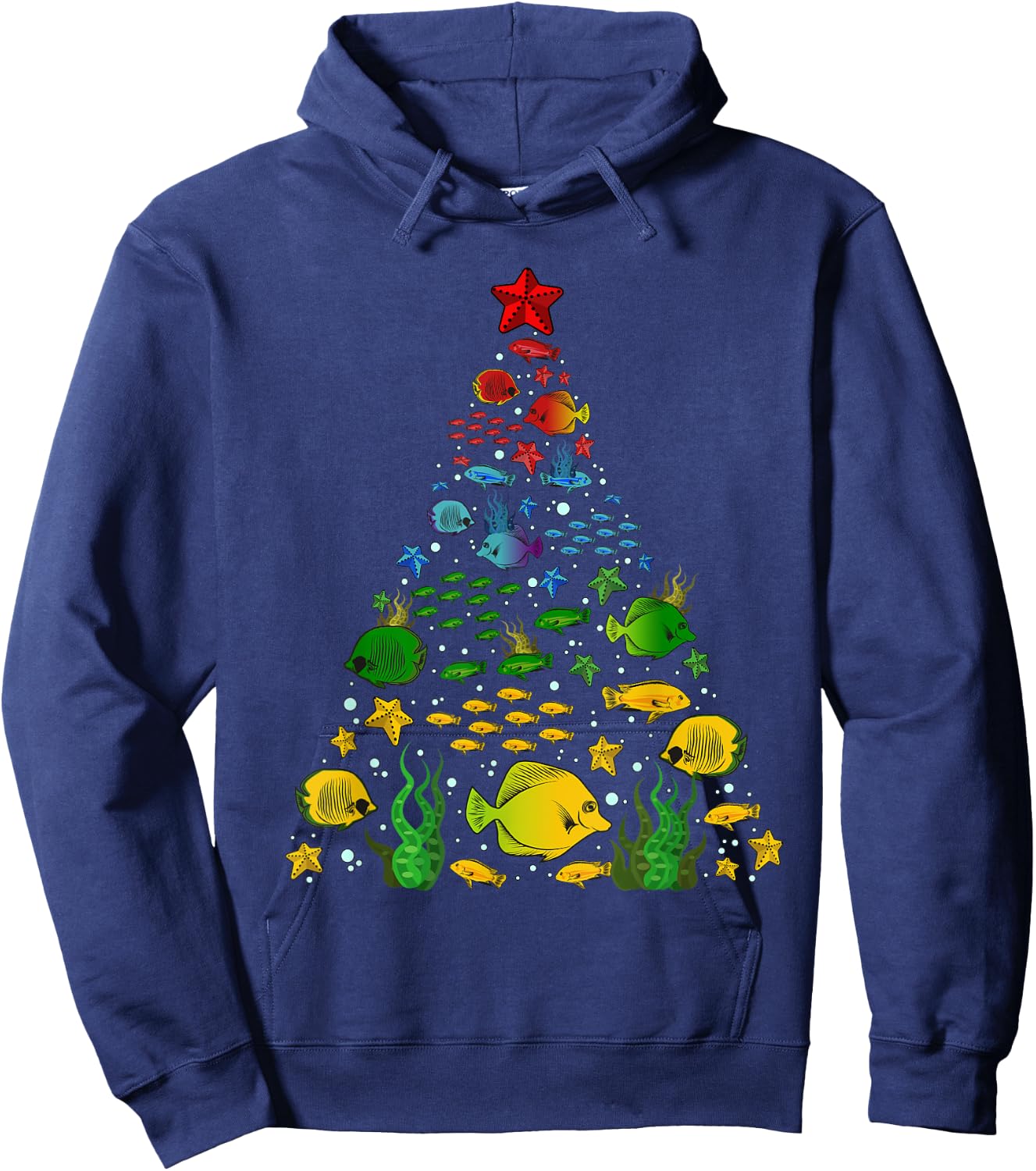 Fish Lovers Sea Beach Aquatic Christmas Tree Xmas Decor Hoodie - Hoodie | Navy