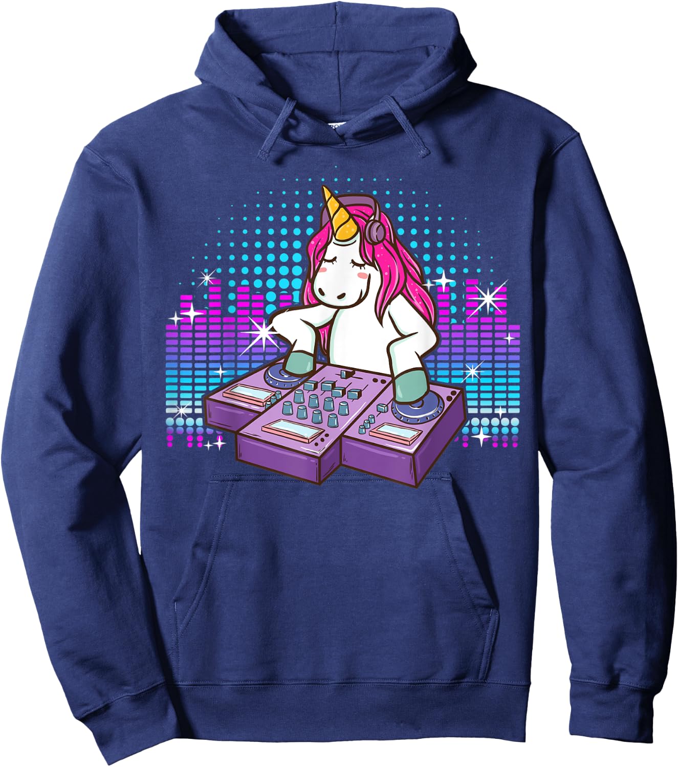 Fun DJ Shirt Unicorn T Shirts DJ Turntable Shirt Rave Shirt Hoodie - Hoodie | Navy