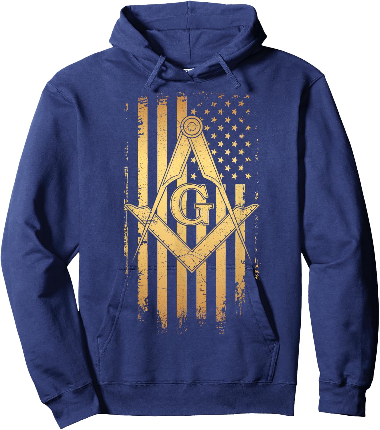 Masonic American Flag Square and Compass - Freemason Hoodie - Hoodie | Navy