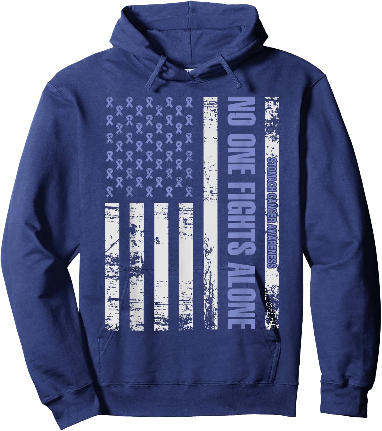 No one Fights alone Stomach Cancer awareness Shirt Hoodie - Hoodie | Navy