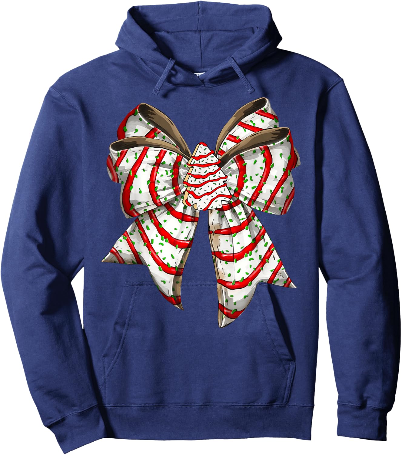 Coquette Bow Christmas Tree Cake Christmas Vibes Girls Women Hoodie - Hoodie | Navy