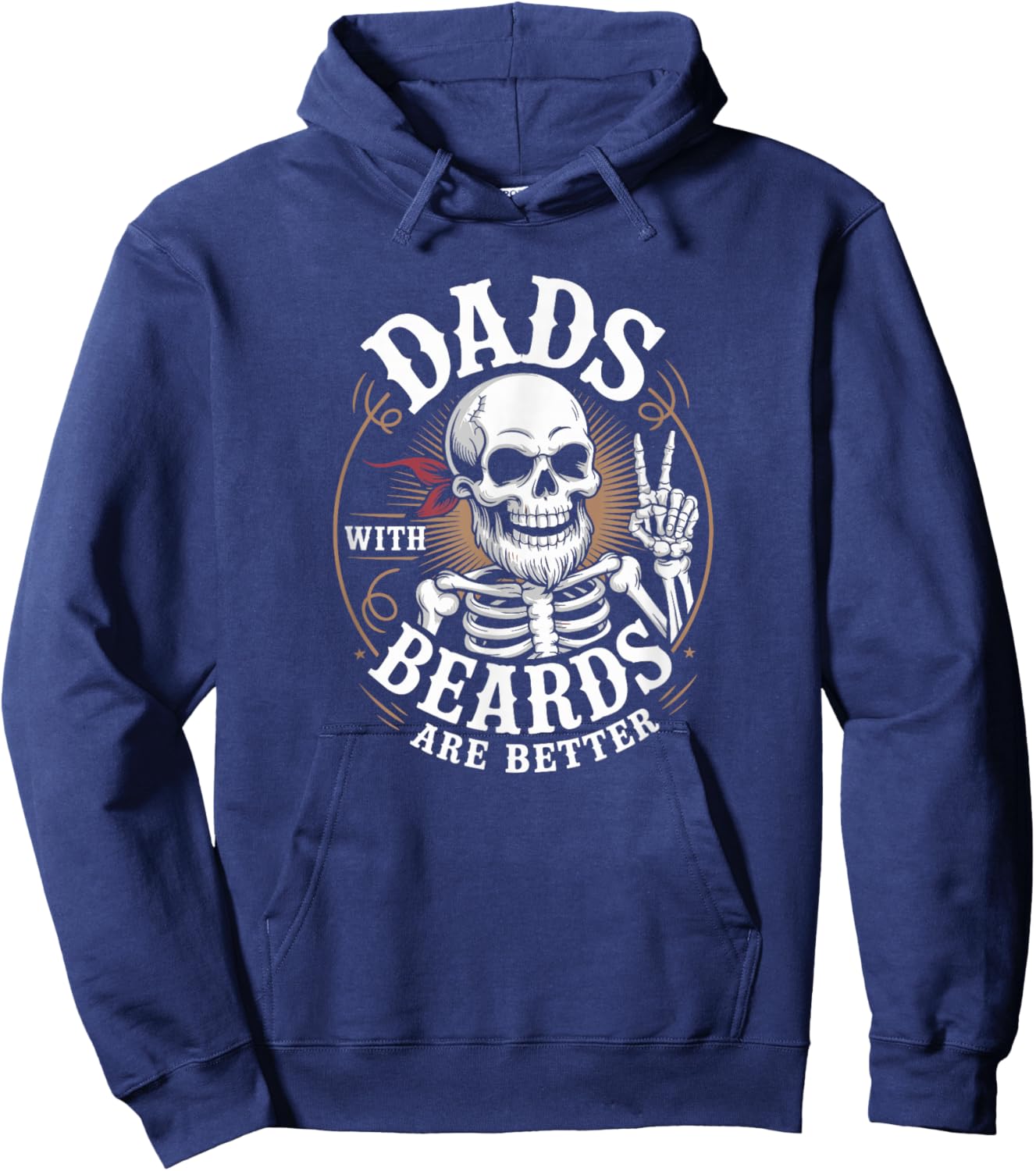 Dads With Beards Are Better Skeleton Funny Fathers Day Skull Hoodie - Hoodie | Navy