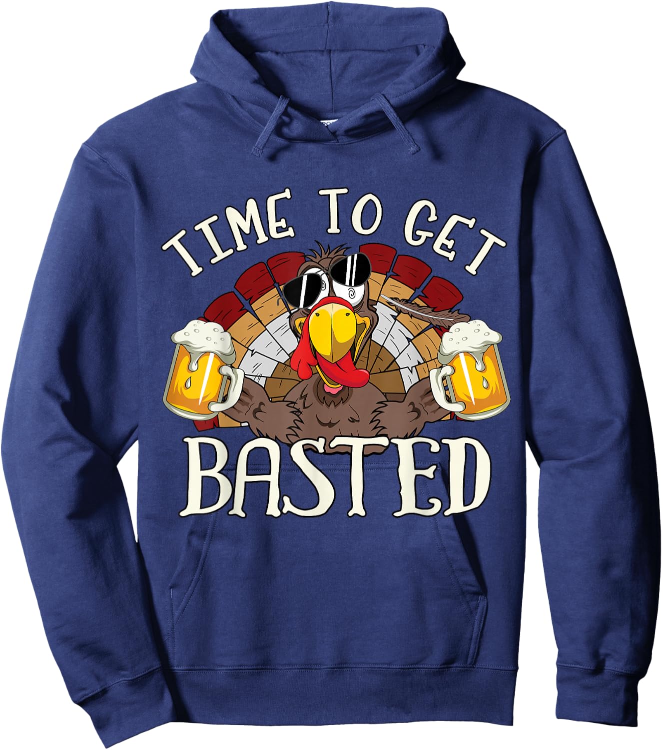 Time To Get Basted Shirt - Let's Get Adult Turkey Costume Hoodie - Hoodie | Navy