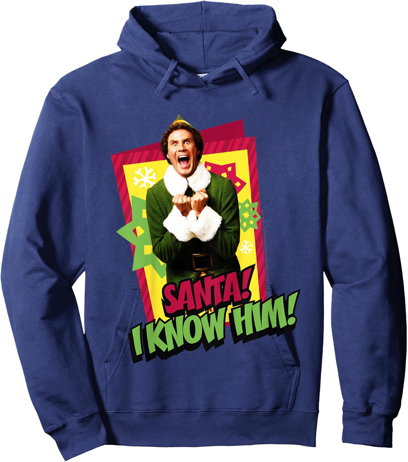 Kids Elf Buddy I Know Santa Bold Text Poster Hoodie - Hoodie | Navy