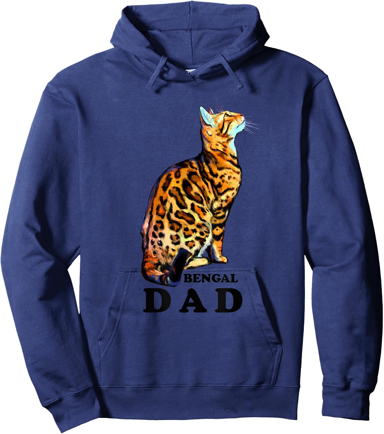 Domestic Brown Rosetted Bengal Cat - Bengal Dad - Cats - Cat Hoodie - Hoodie | Navy