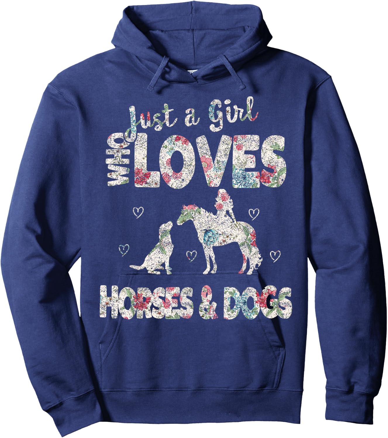 Just a Girl who loves Horses And Dogs Funny Horse & Dog Hoodie - Hoodie | Navy