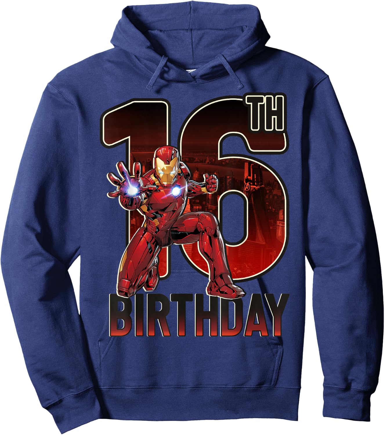 Marvel Iron Man 16th Birthday Action Pose Graphic Hoodie - Hoodie | Navy