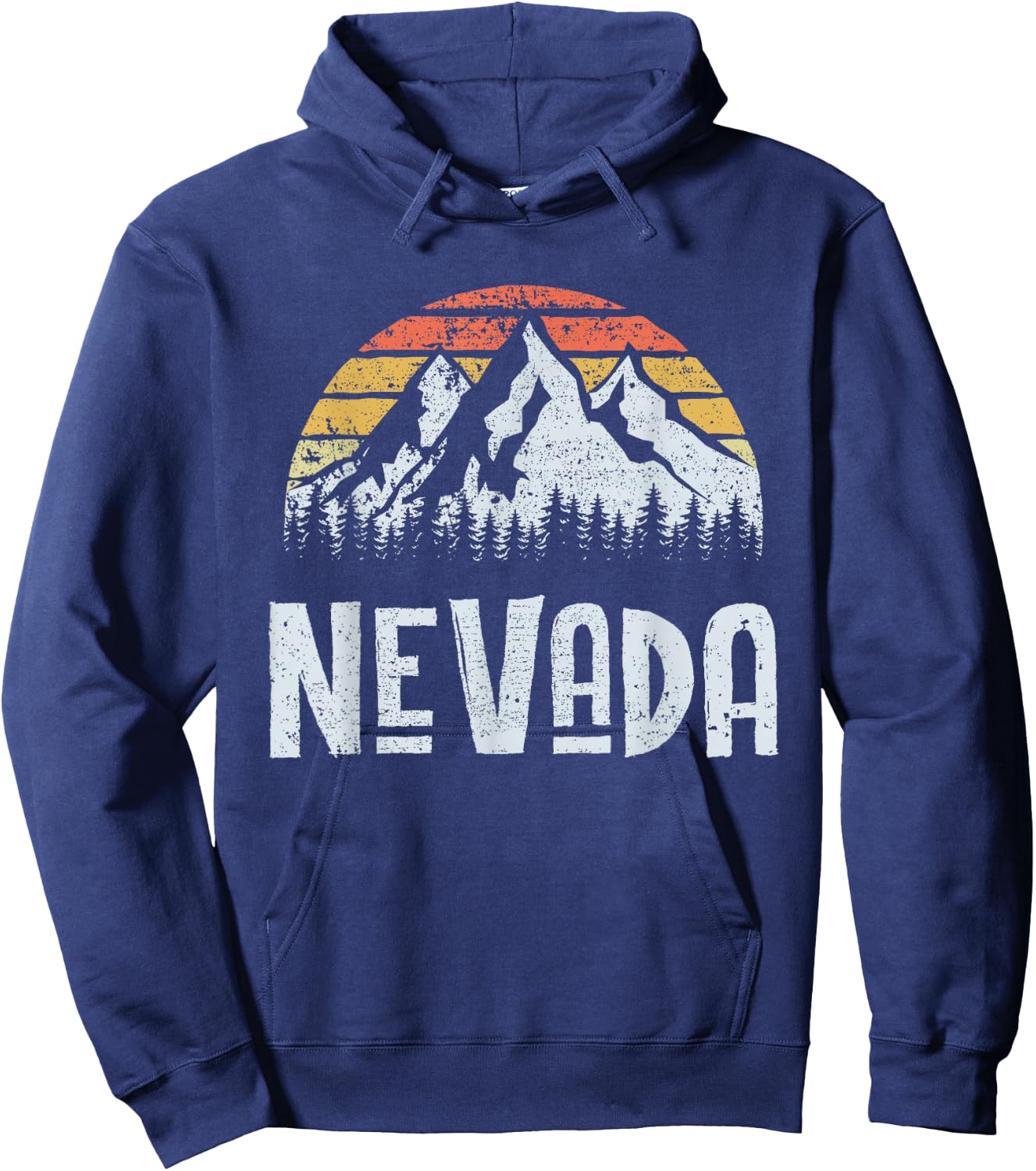 Vintage Retro NV Nevada Mountain State Sunrise Hoodie - Hoodie | Navy