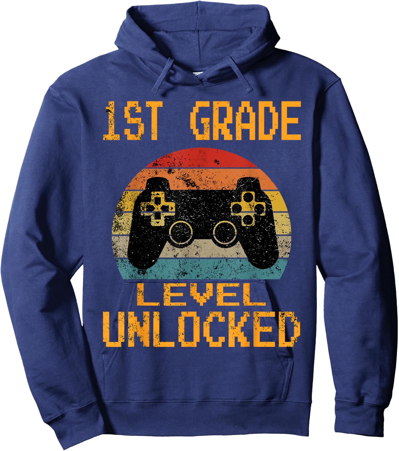 First Grade Level Unlocked Gamer 1st Day Of School Boys Hoodie - Hoodie | Navy