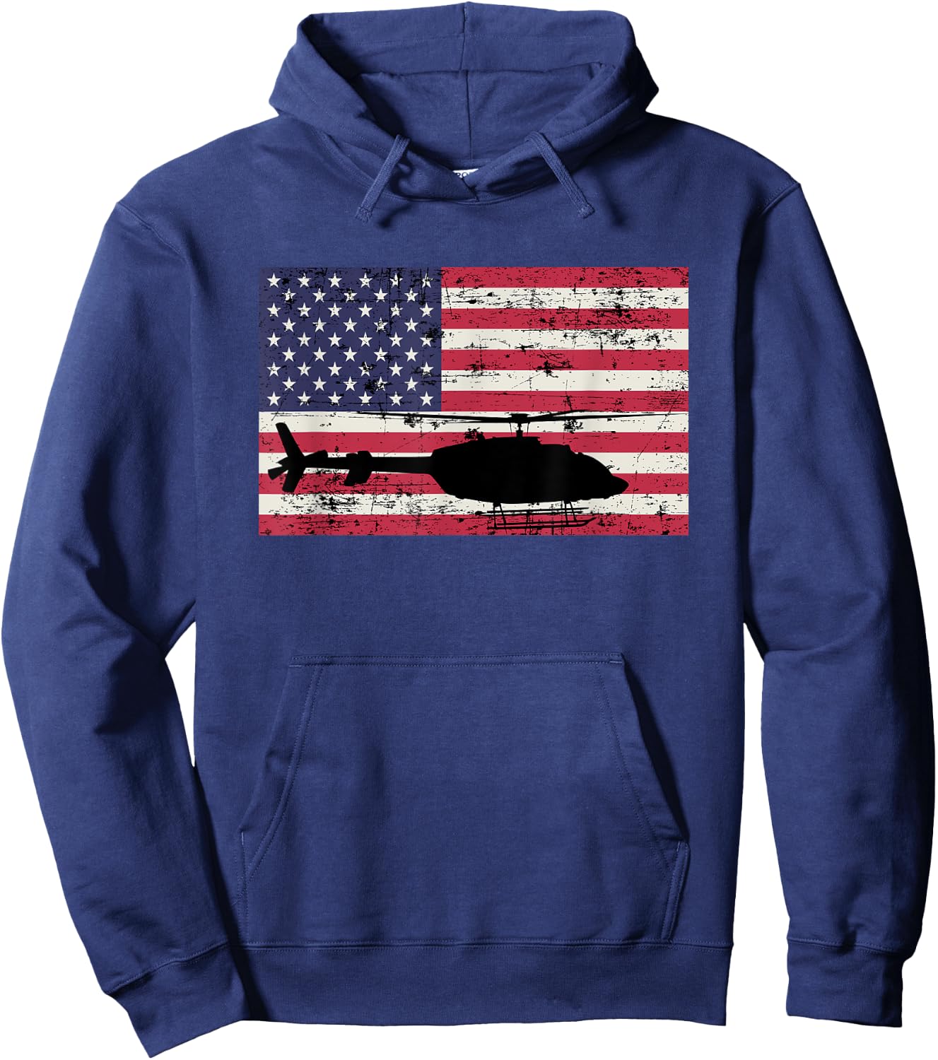 Patriotic Bell 407 helicopter American flag Hoodie - Hoodie | Navy