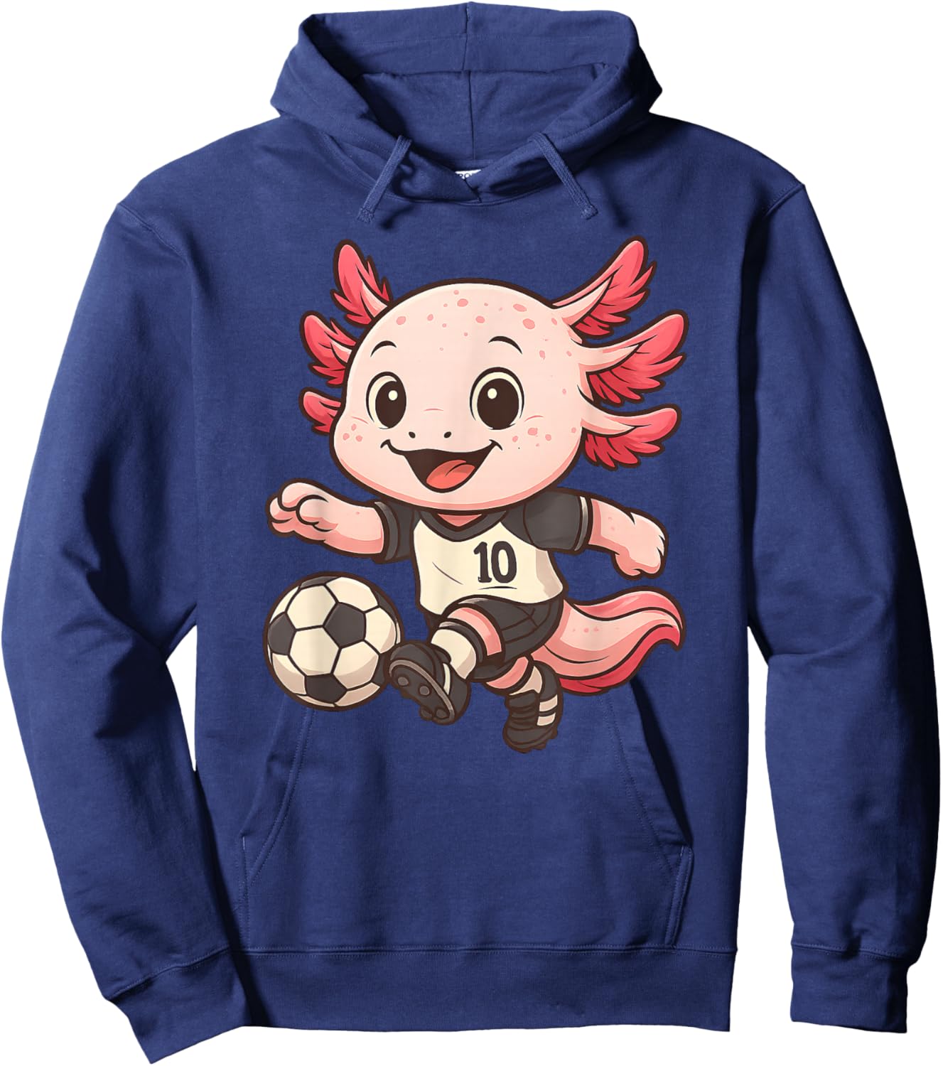 Cute Axolotl Soccer Player Cartoon Mexican Walking Fish Hoodie - Hoodie | Navy