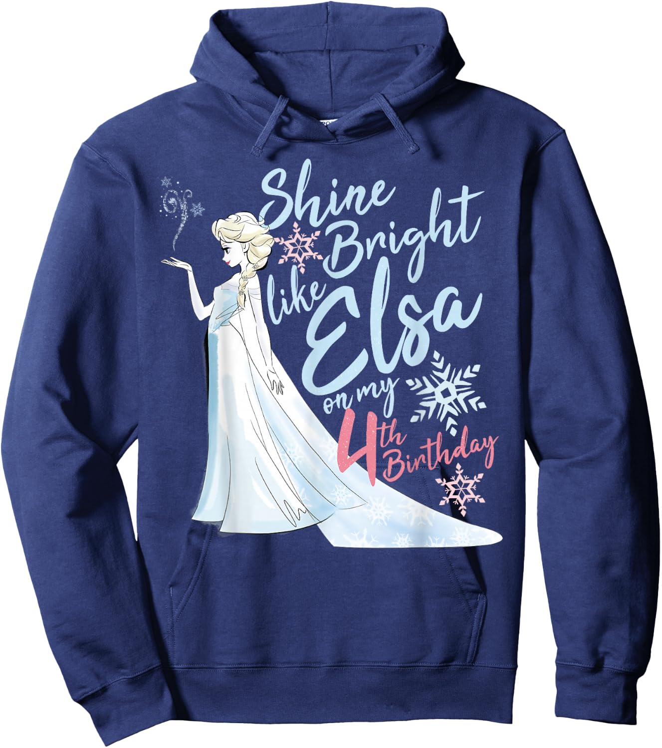 Disney Frozen Elsa Shine Bright On My 4th Birthday Hoodie - Hoodie | Navy