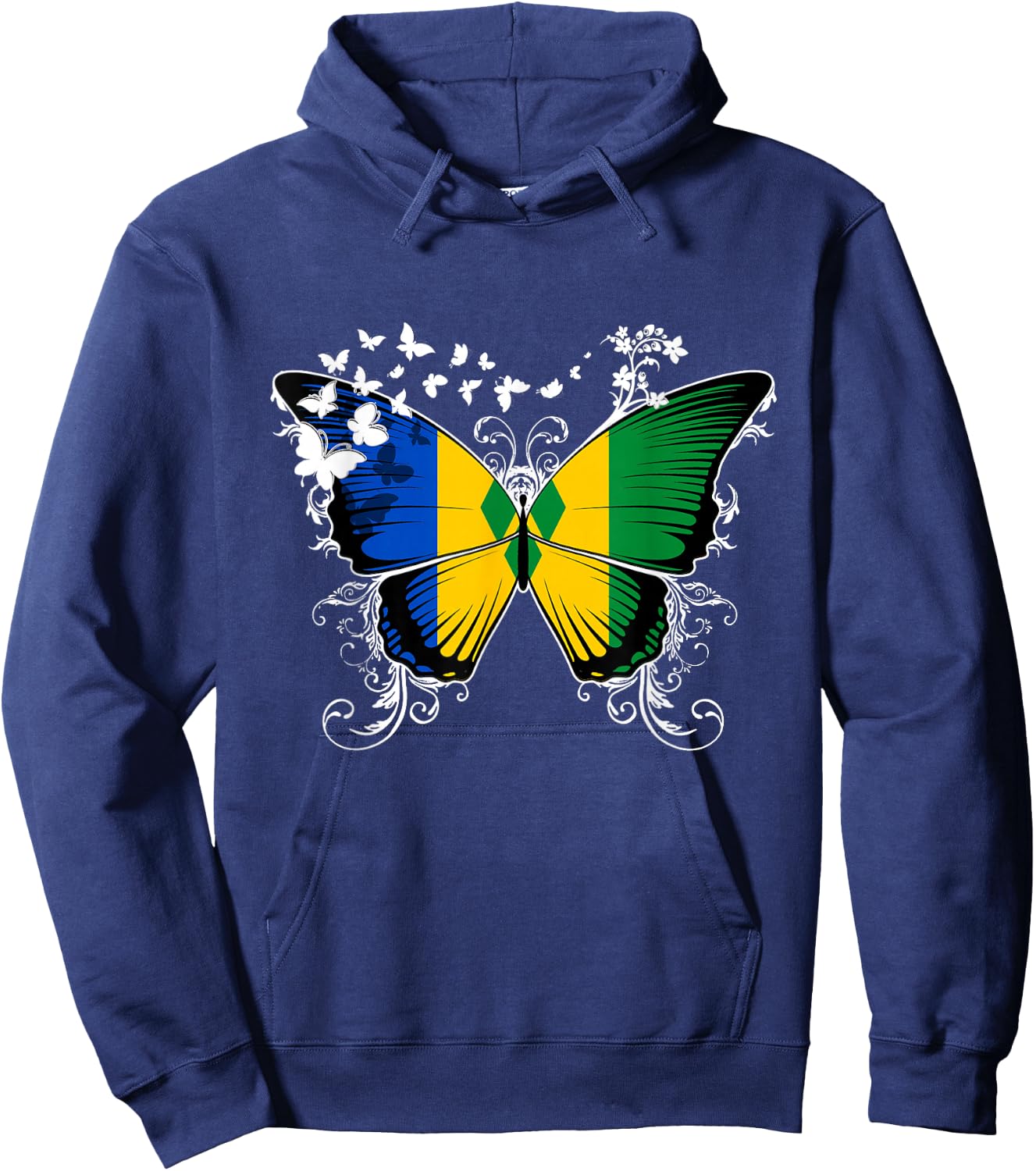 St. Vincent Flag Shirt Butterfly Graphic T Shirt Hoodie - Hoodie | Navy