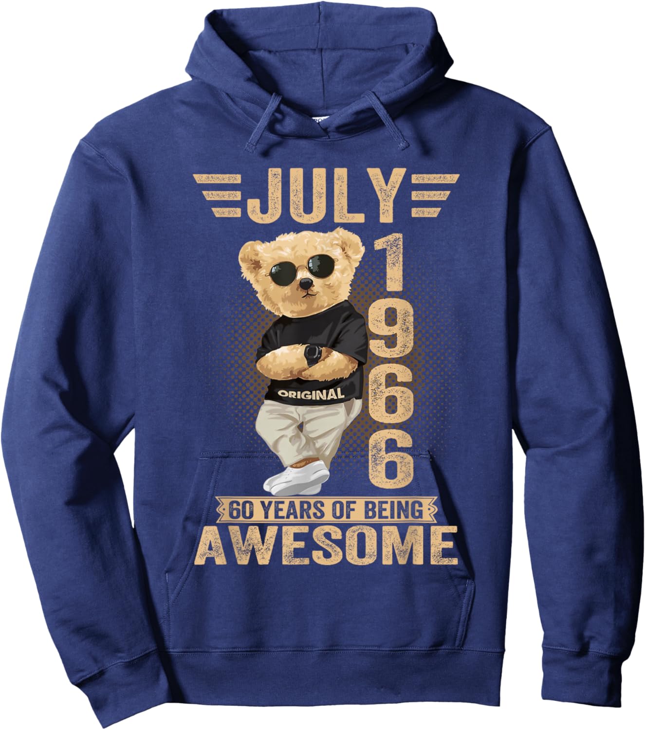 July 60th Birthday Men Women 1966 Awesome Teddy Bear Hoodie - Hoodie | Navy