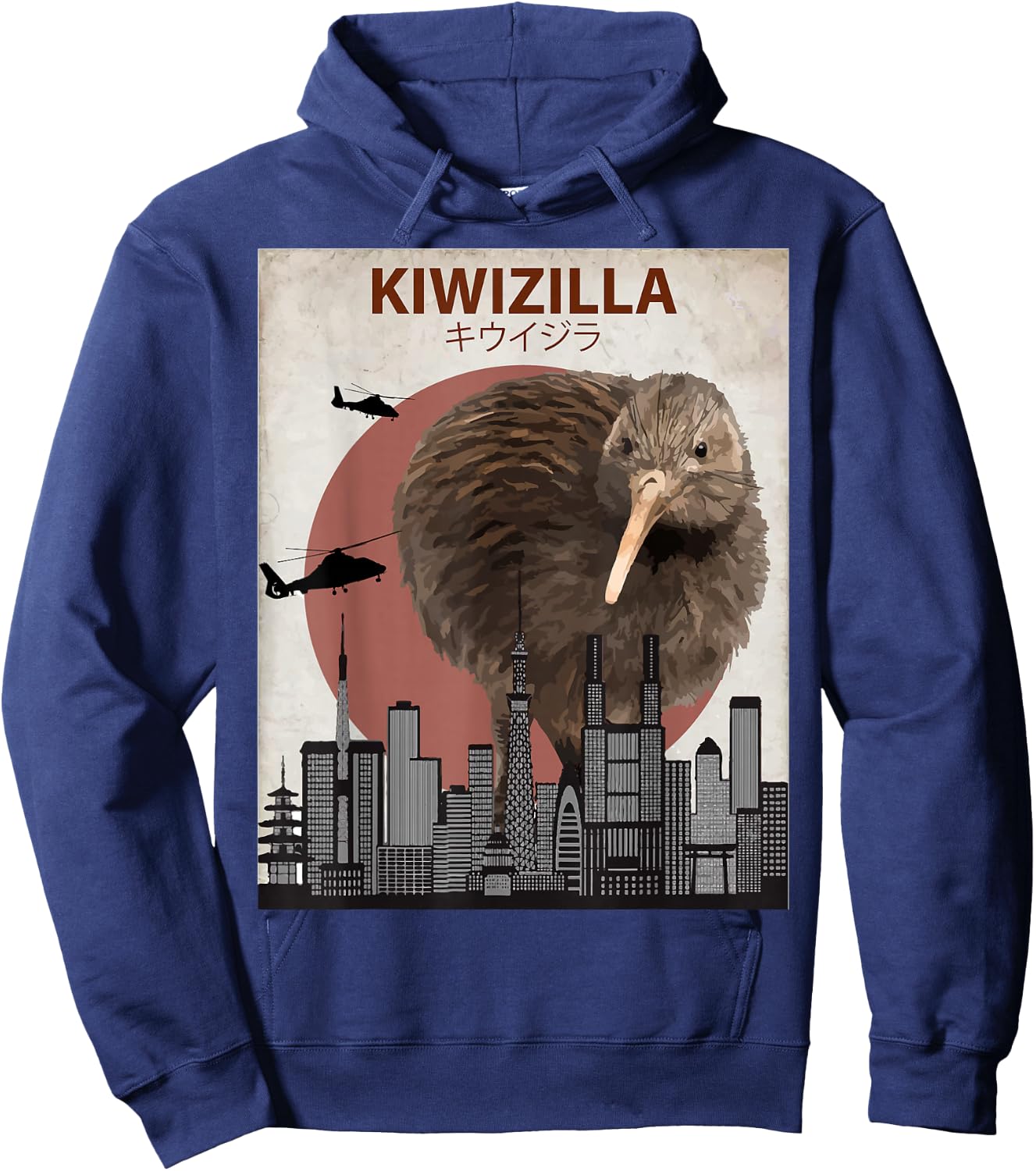 Kiwizilla Funny Kiwi | New Zealand Bird Lovers Gift Hoodie - Hoodie | Navy