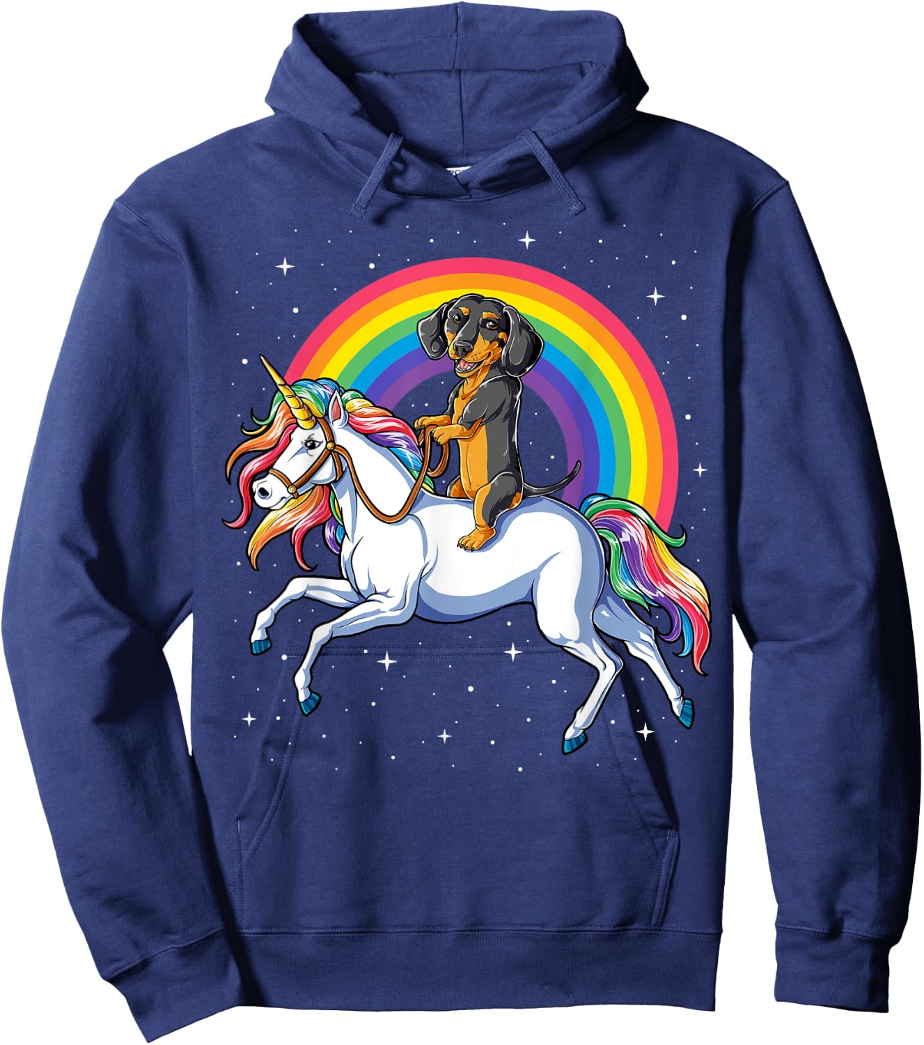 Dachshund Unicorn Girls Space Galaxy Rainbow Dog Hoodie - Hoodie | Navy