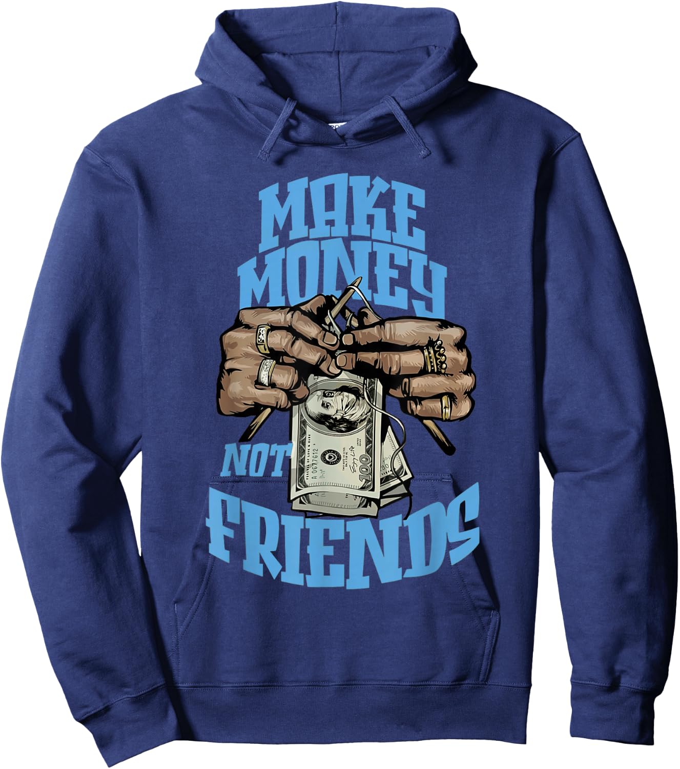 University Blue Black White Match Hoodie - Hoodie | Navy