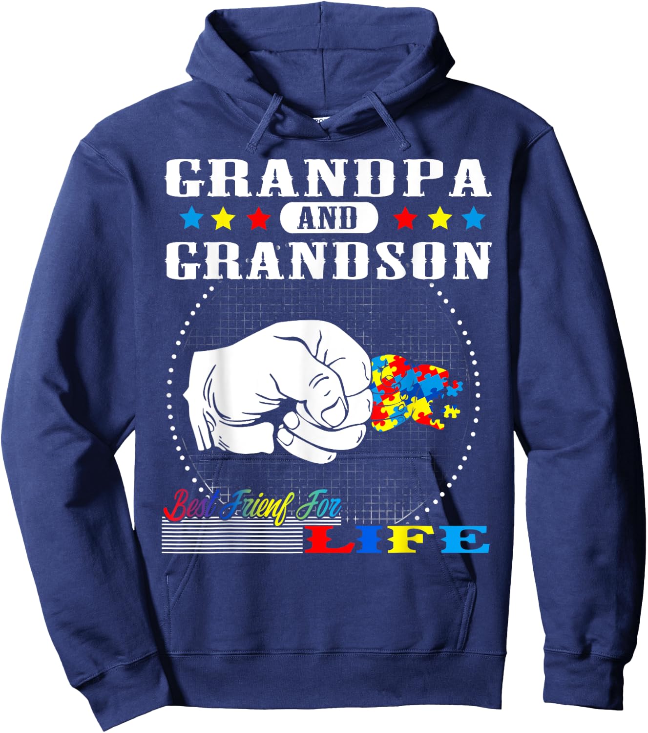Autism Awareness Grandpa Grandson Best Friend for Life Gift Hoodie - Hoodie | Navy