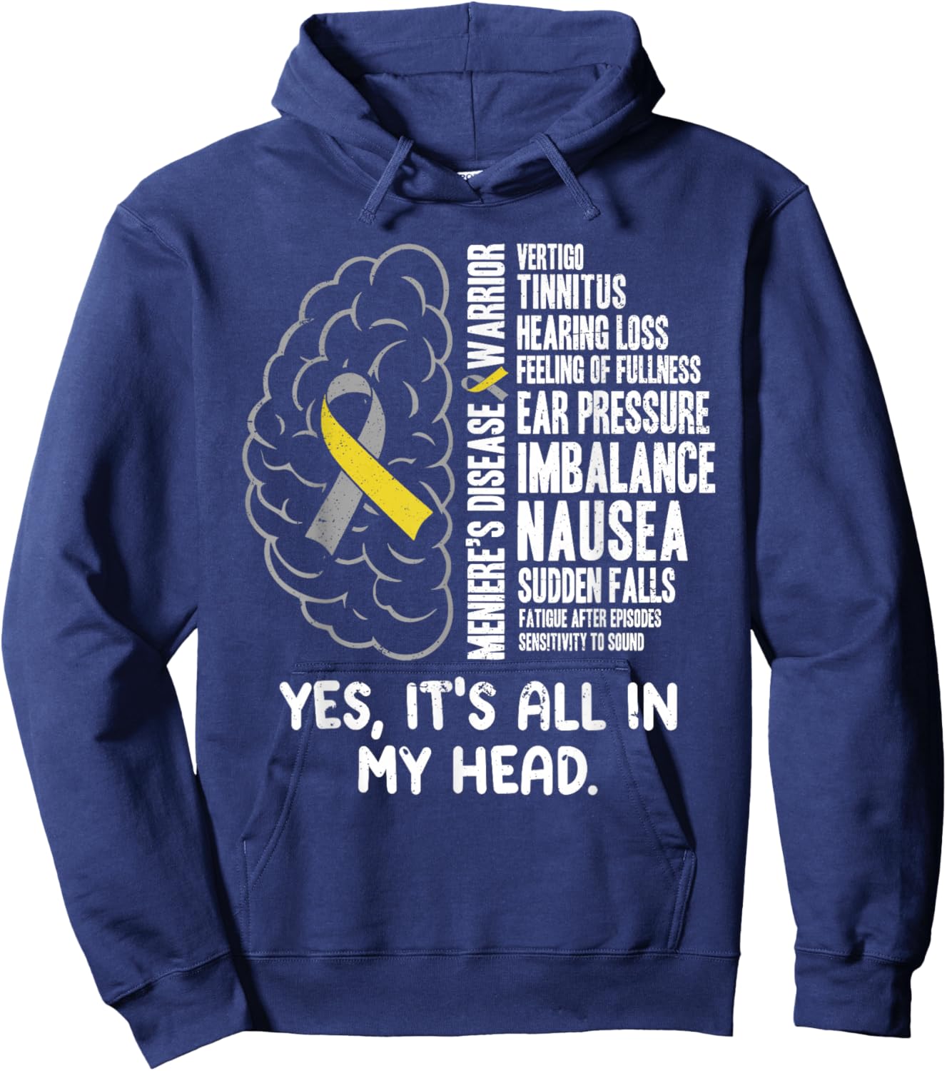 Vestibular Disorder Awareness Meniere Disease BBPV Vertigo Hoodie - Hoodie | Navy