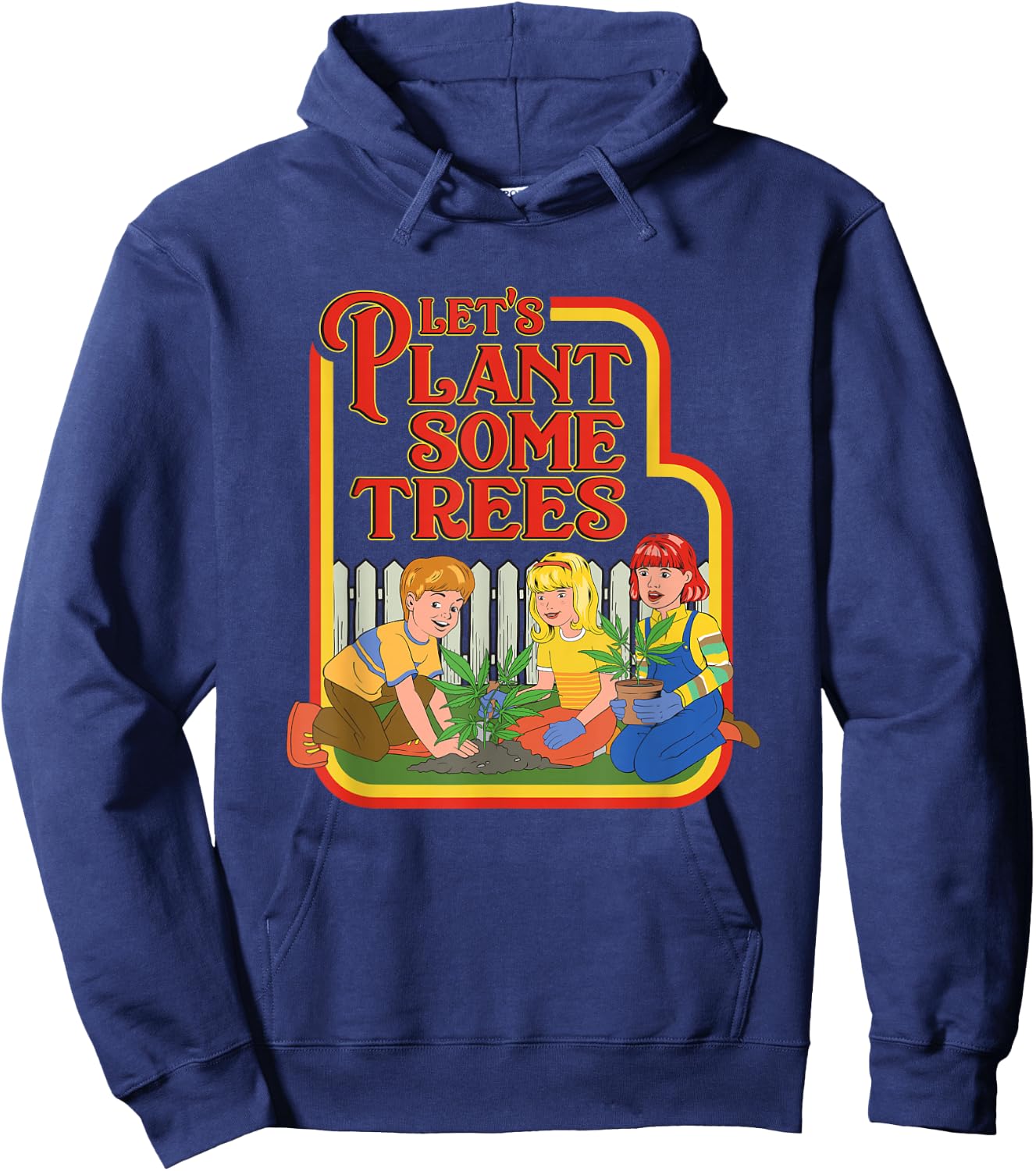Let’s Plant Some Trees Cannabis Humor Marijuana Funny Weed Short Sleeve Hoodie - Hoodie | Navy