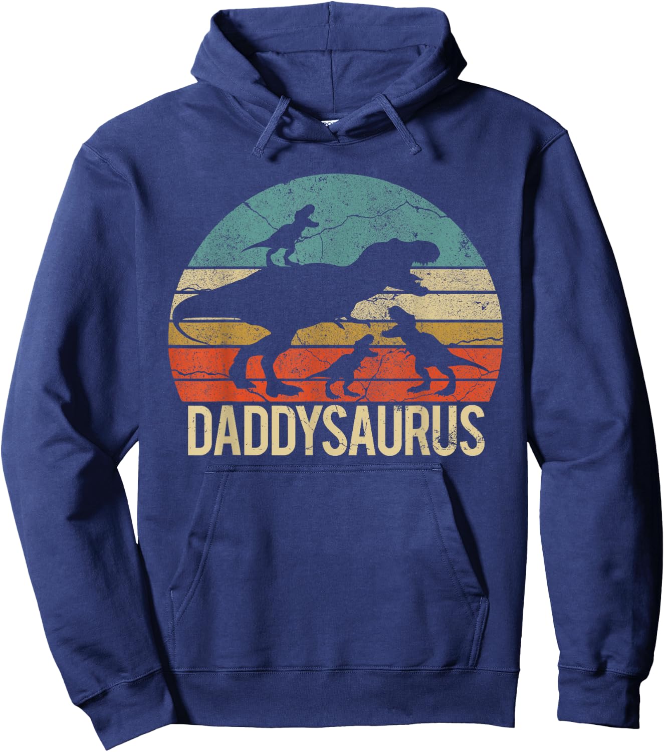 Daddy Dinosaur Daddysaurus 3 three Kids xmas christmas Gift Hoodie - Hoodie | Navy