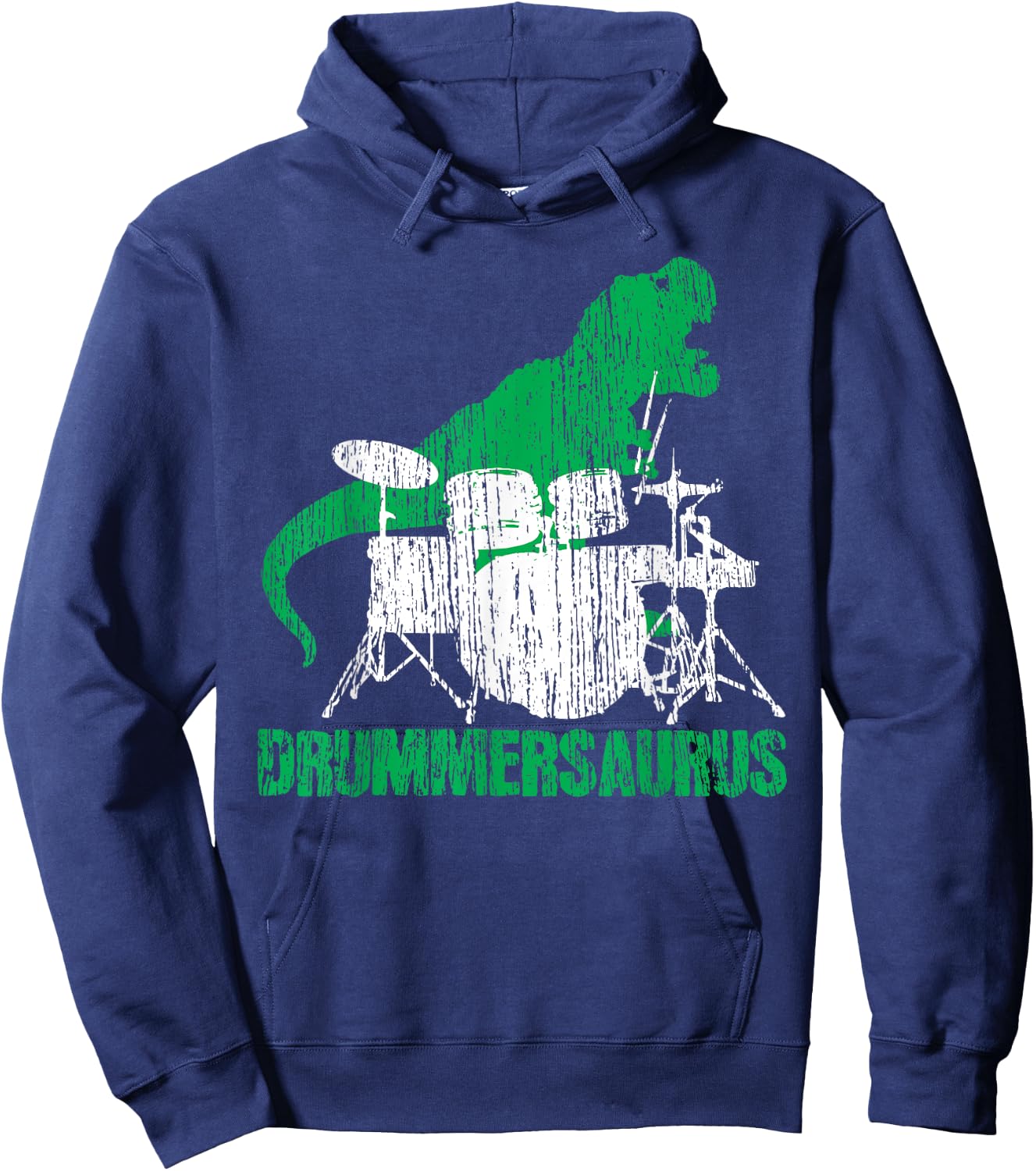 Drummer Shirts Men's Vintage Dinosaur , Black, Small Hoodie - Hoodie | Navy