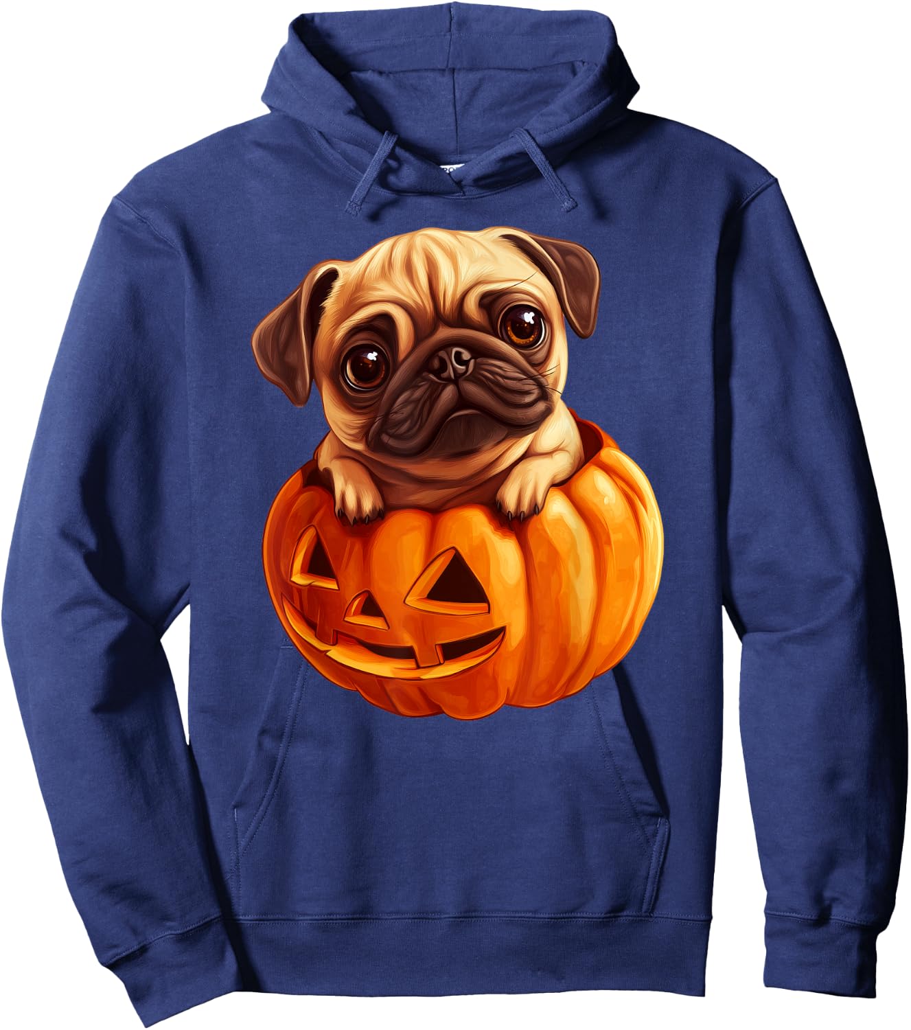 Pug in Pumpkin Halloween Pugkin | Cute Pug Halloween Hoodie - Hoodie | Navy