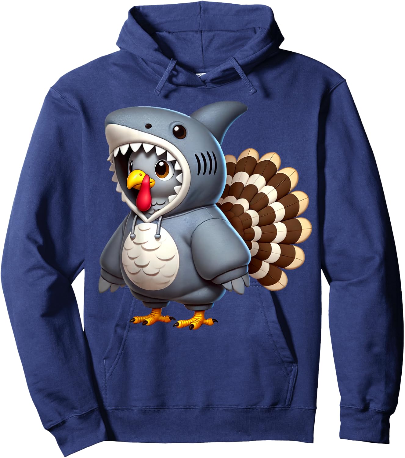 Turkey Dressed Shark Thanksgiving Parties Turkey Day 2024 Hoodie - Hoodie | Navy