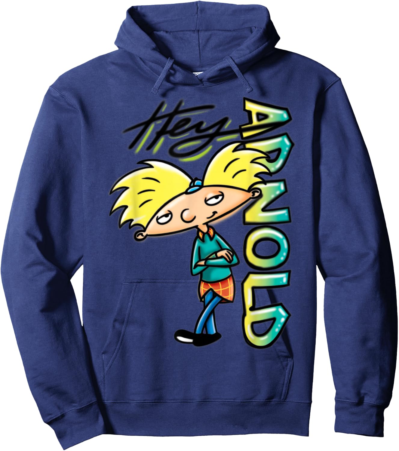 Nickelodeon Hey Arnold Character Grafitti Logo Hoodie - Hoodie | Navy