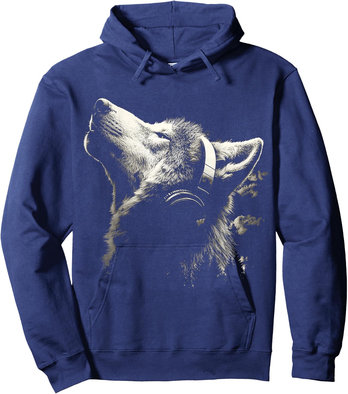 Wolf Animal Graphic Music Headphone Artwork Wolf Hoodie - Hoodie | Navy